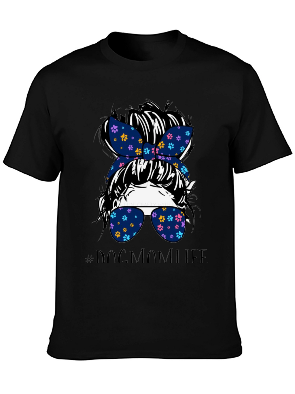 Dog Mom Life Messy Bun Graphic Tee