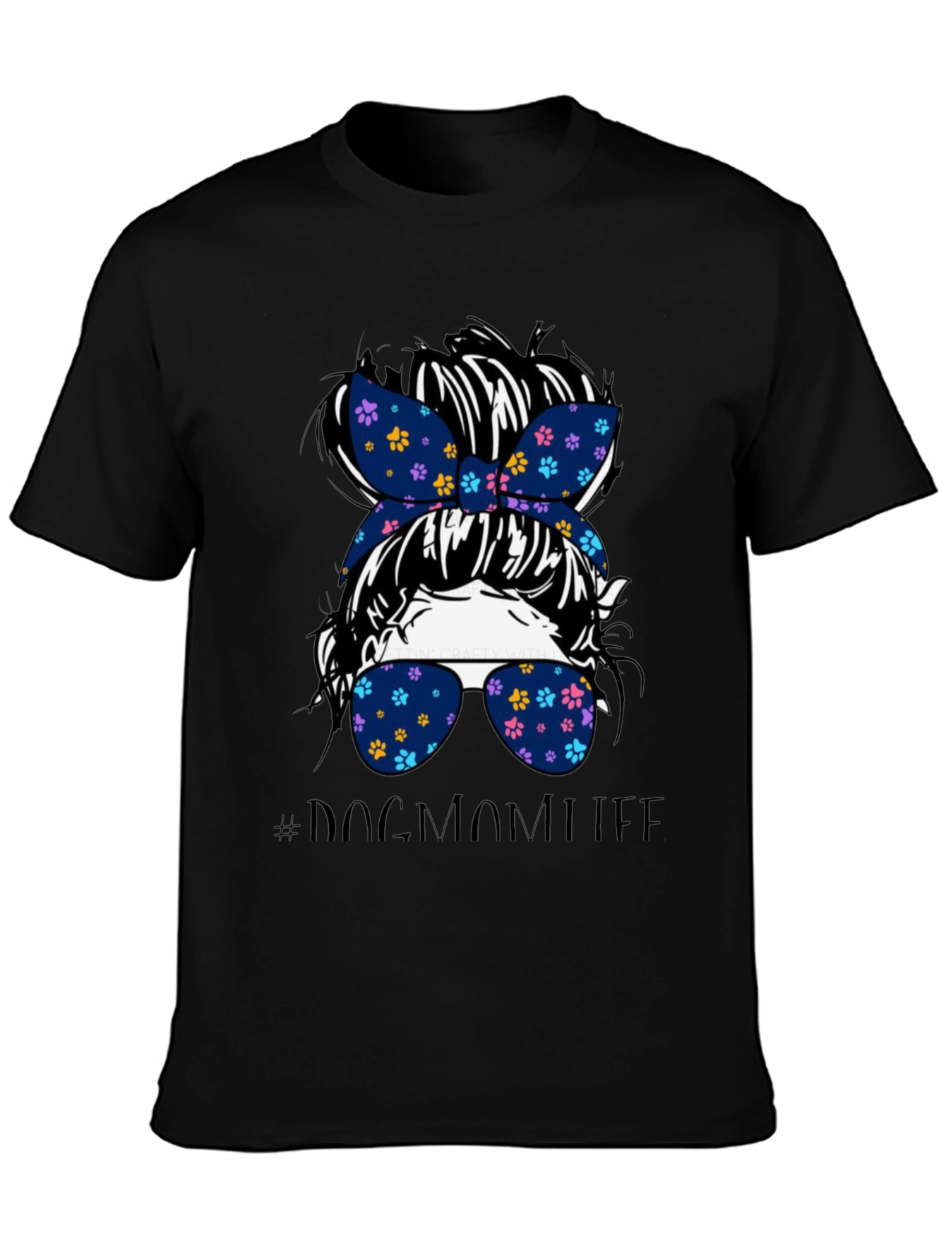 Dog Mom Life Messy Bun Graphic Tee