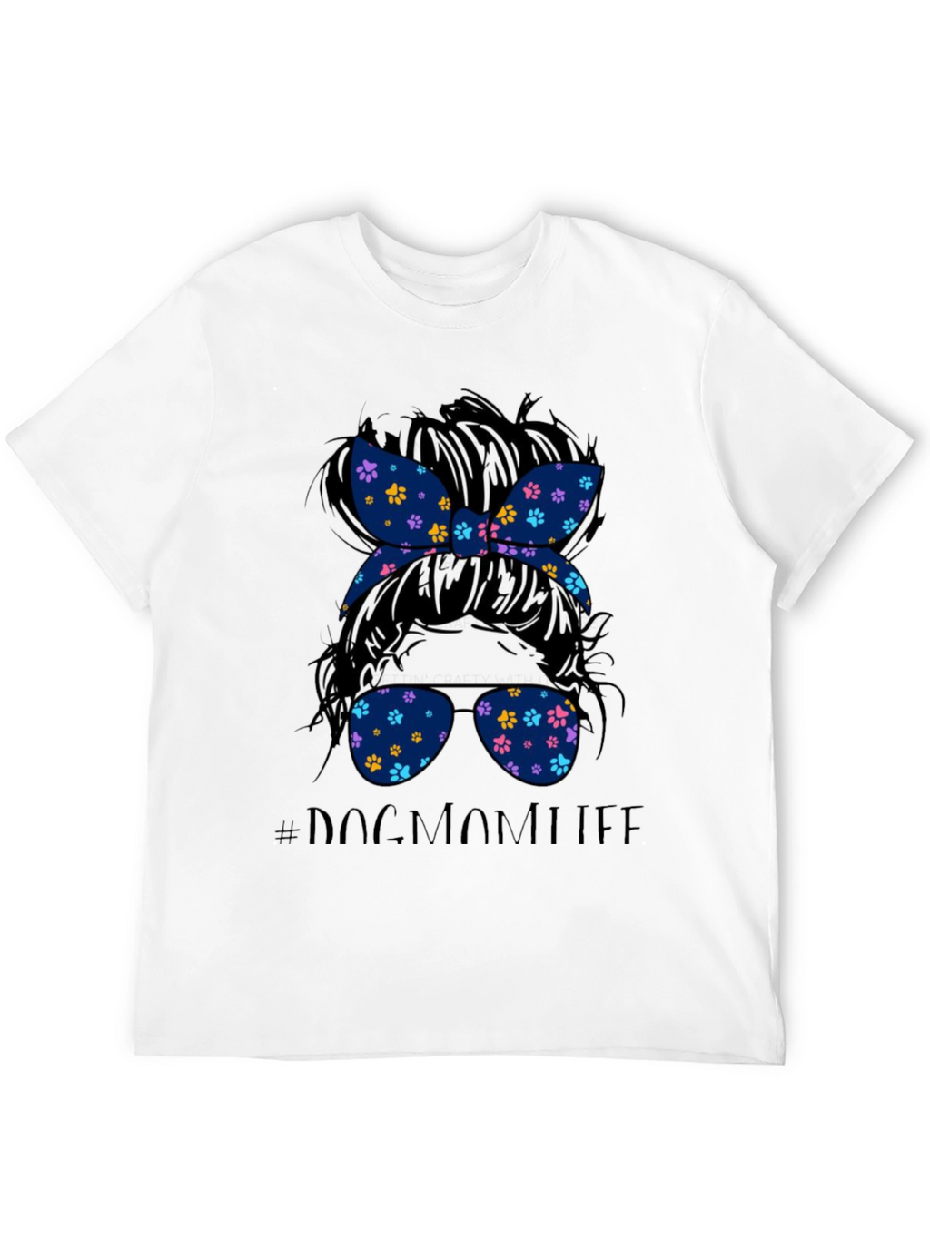 Dog Mom Life Messy Bun Graphic Tee