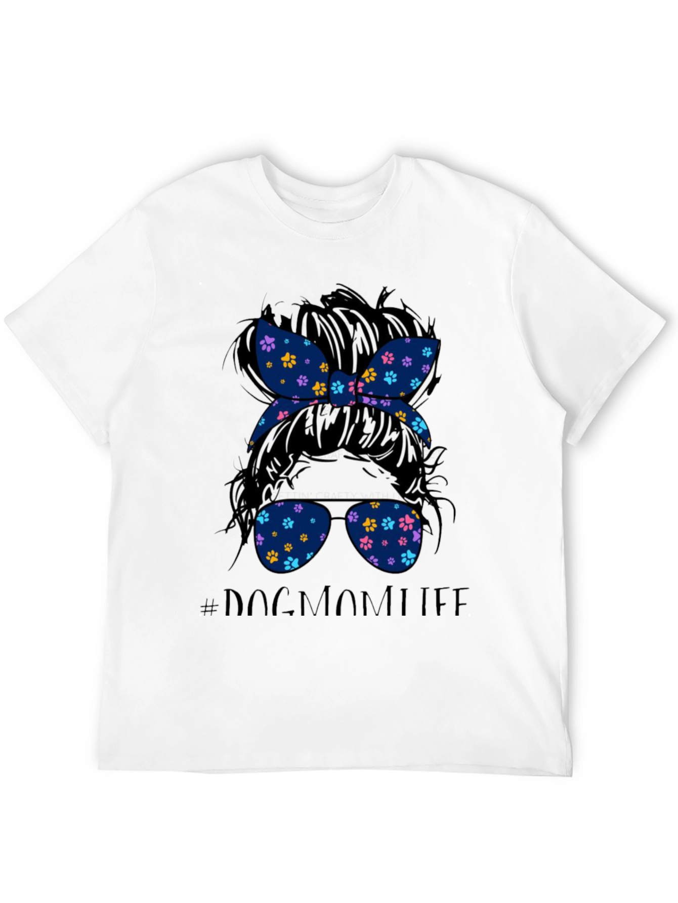Dog Mom Life Messy Bun Graphic Tee