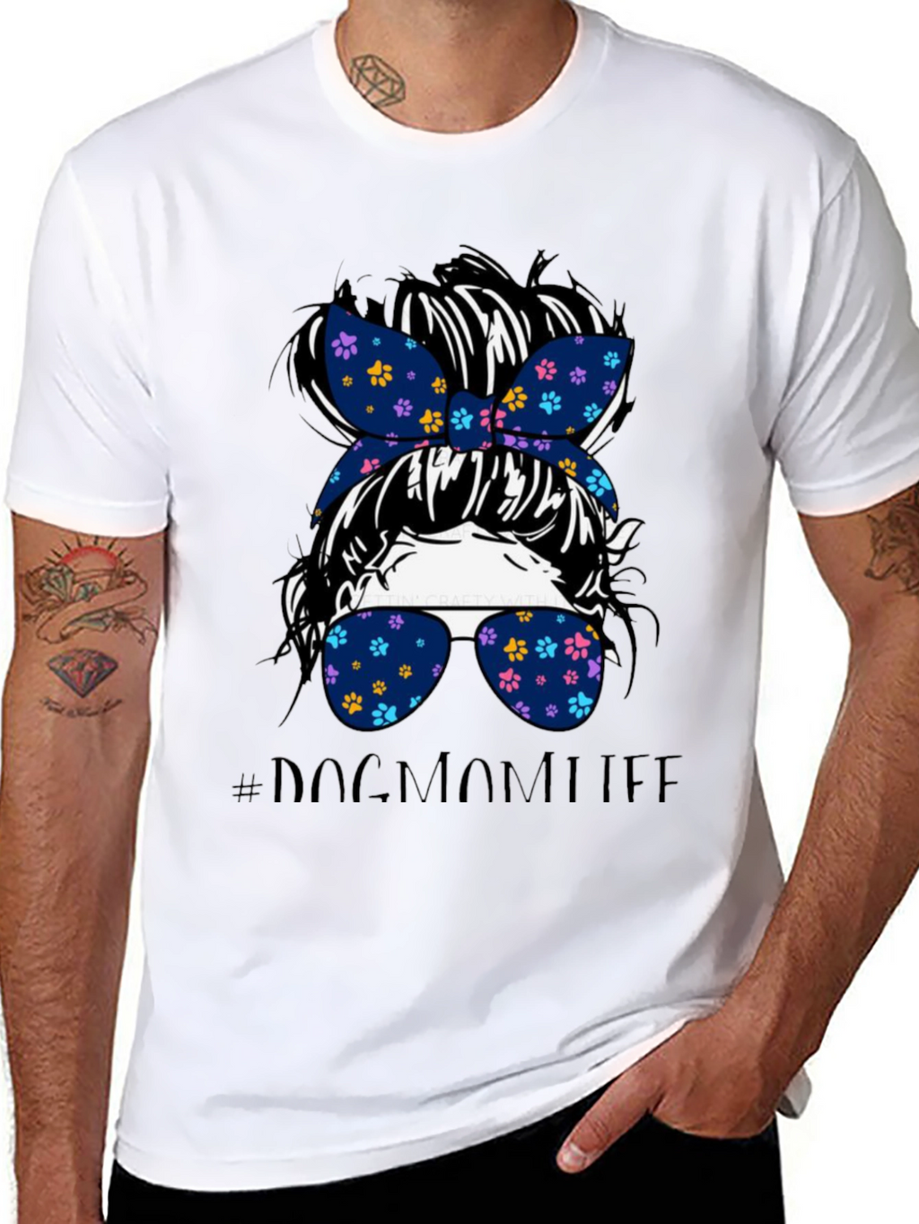 Dog Mom Life Messy Bun Graphic Tee