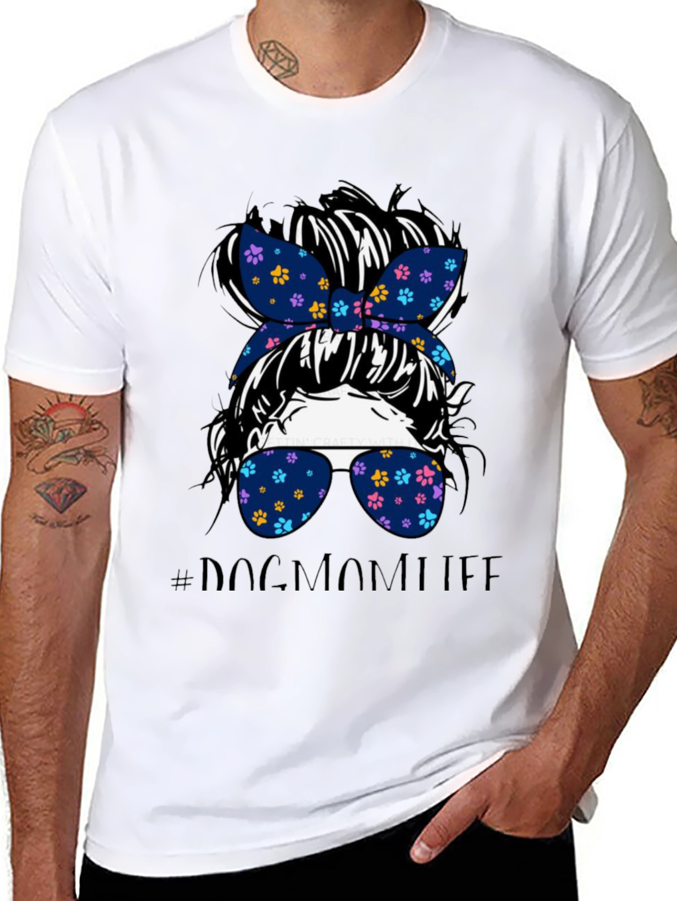 Dog Mom Life Messy Bun Graphic Tee
