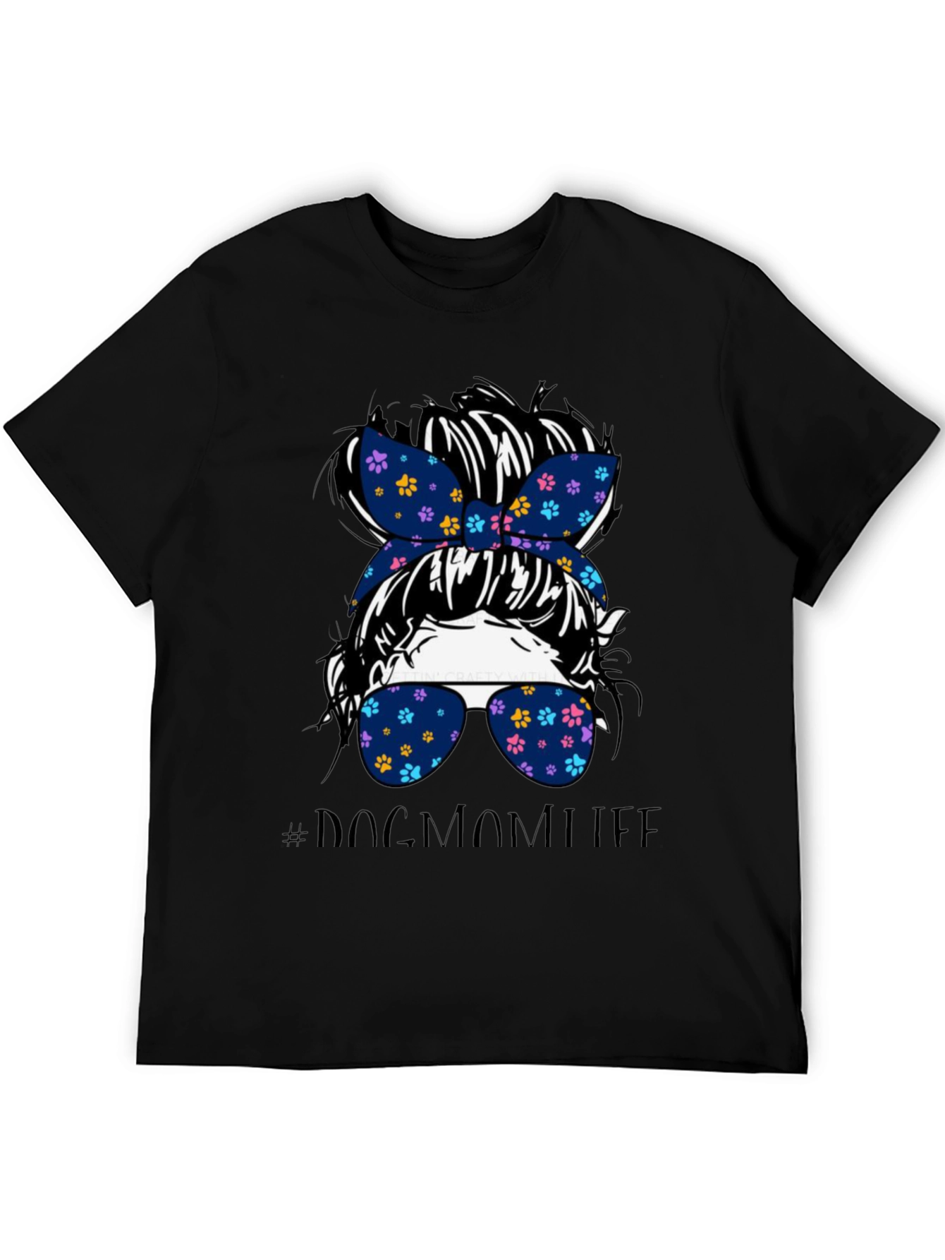 Dog Mom Life Messy Bun Graphic Tee