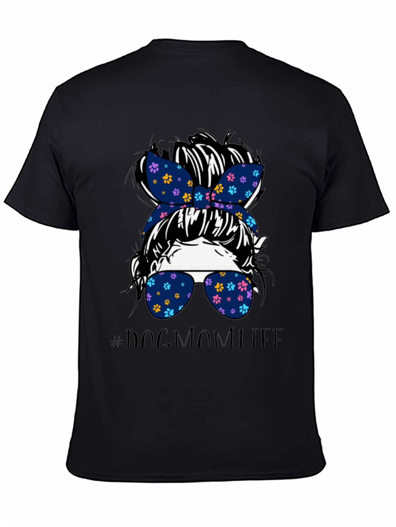 Dog Mom Life Messy Bun Graphic Tee