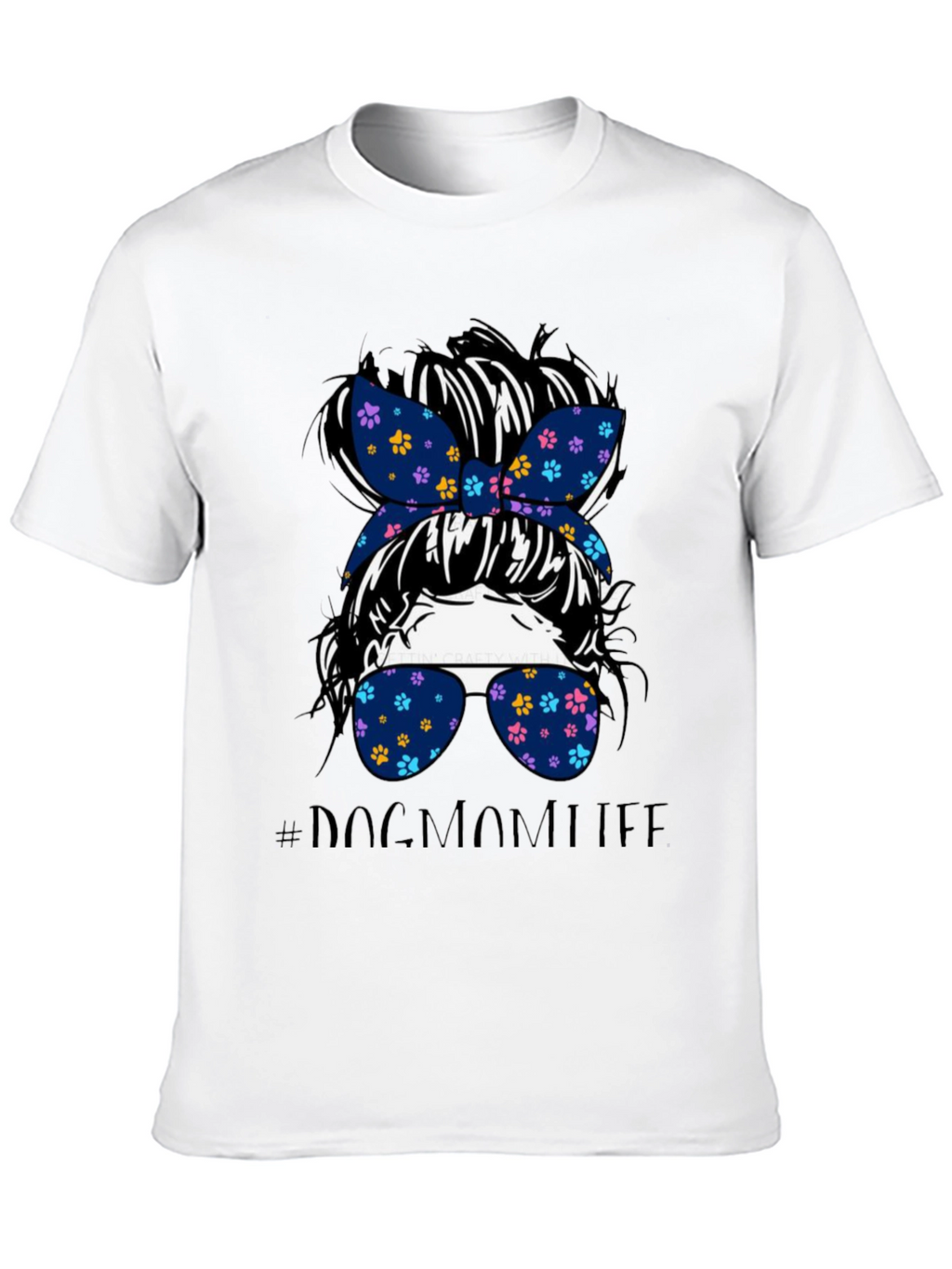 Dog Mom Life Messy Bun Graphic Tee