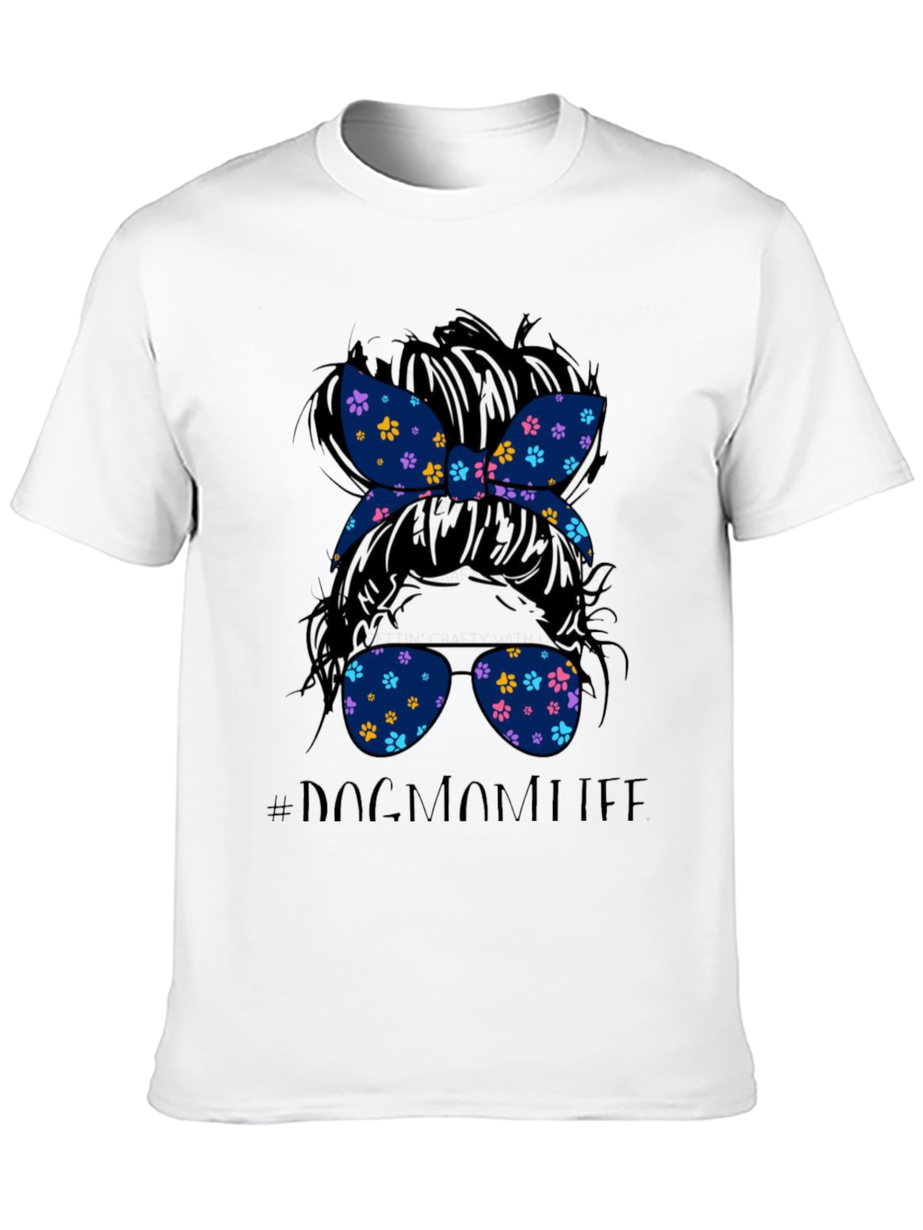 Dog Mom Life Messy Bun Graphic Tee