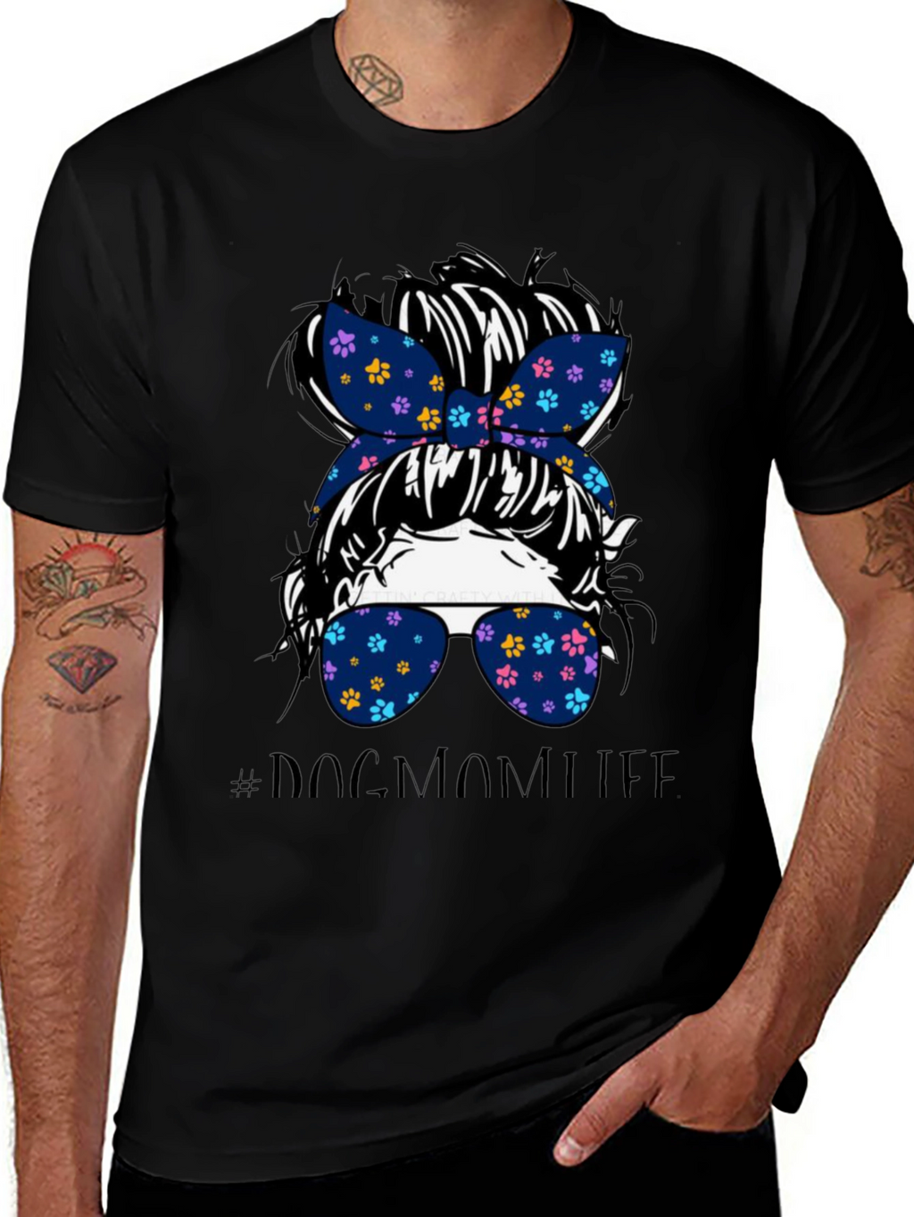 Dog Mom Life Messy Bun Graphic Tee