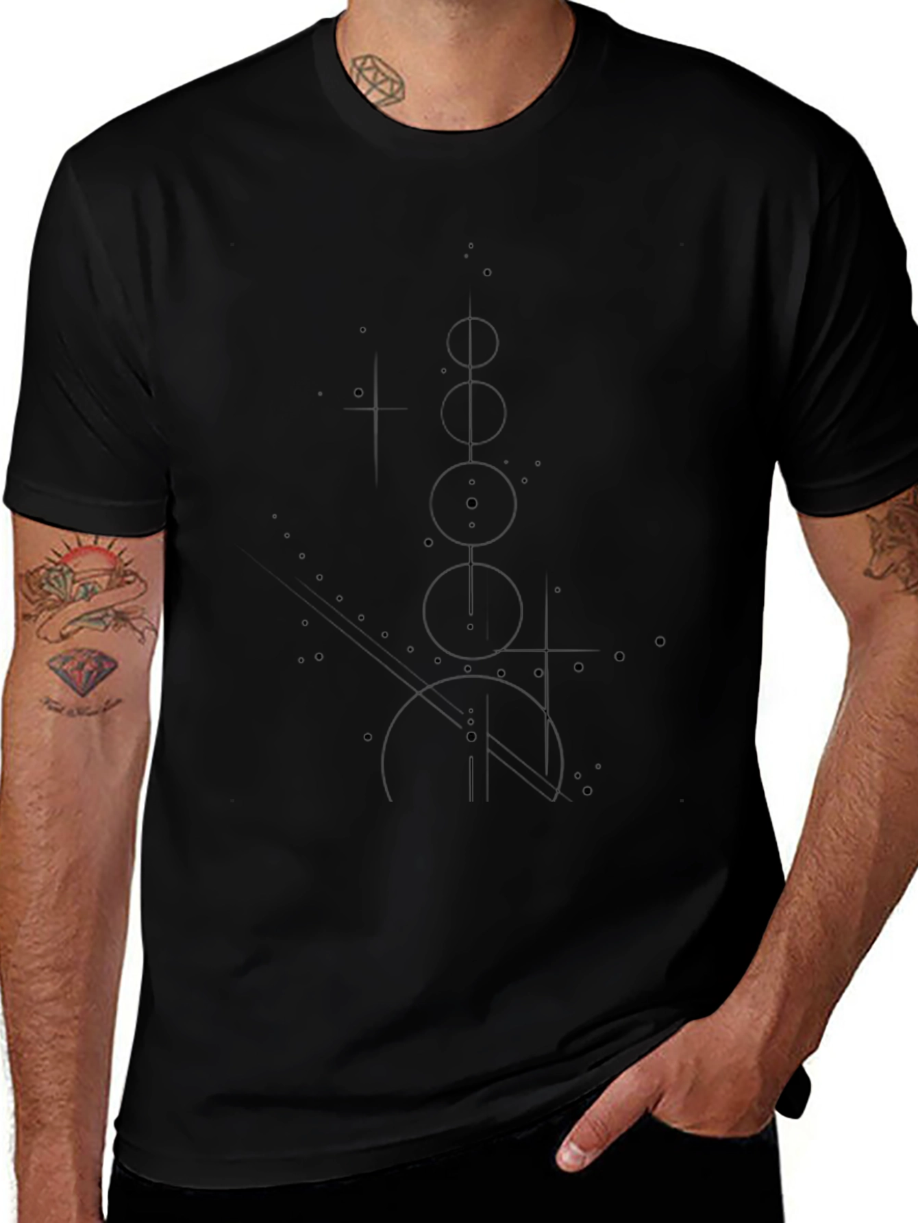 Mens Black Graphic Tee - Abstract Design