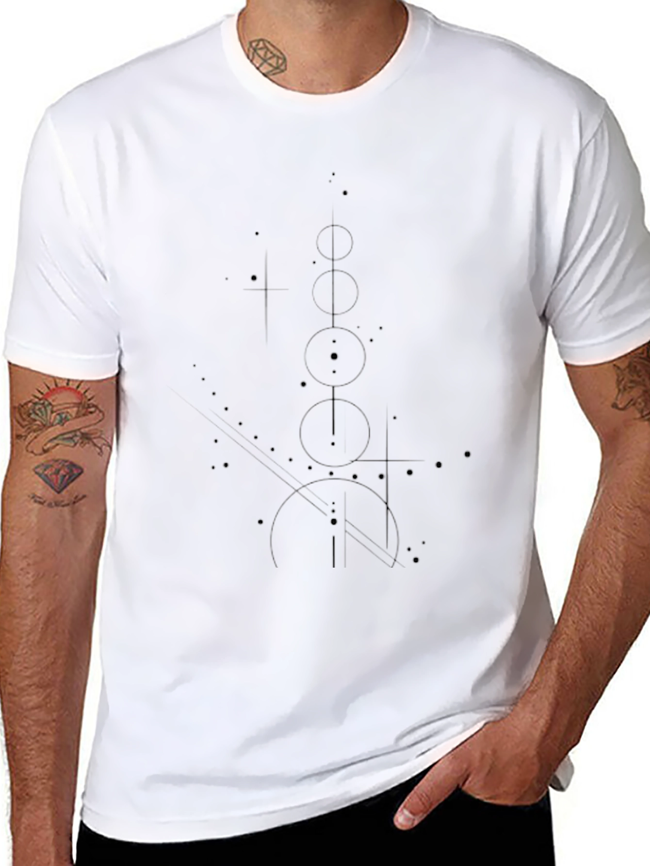 Mens Black Graphic Tee - Abstract Design