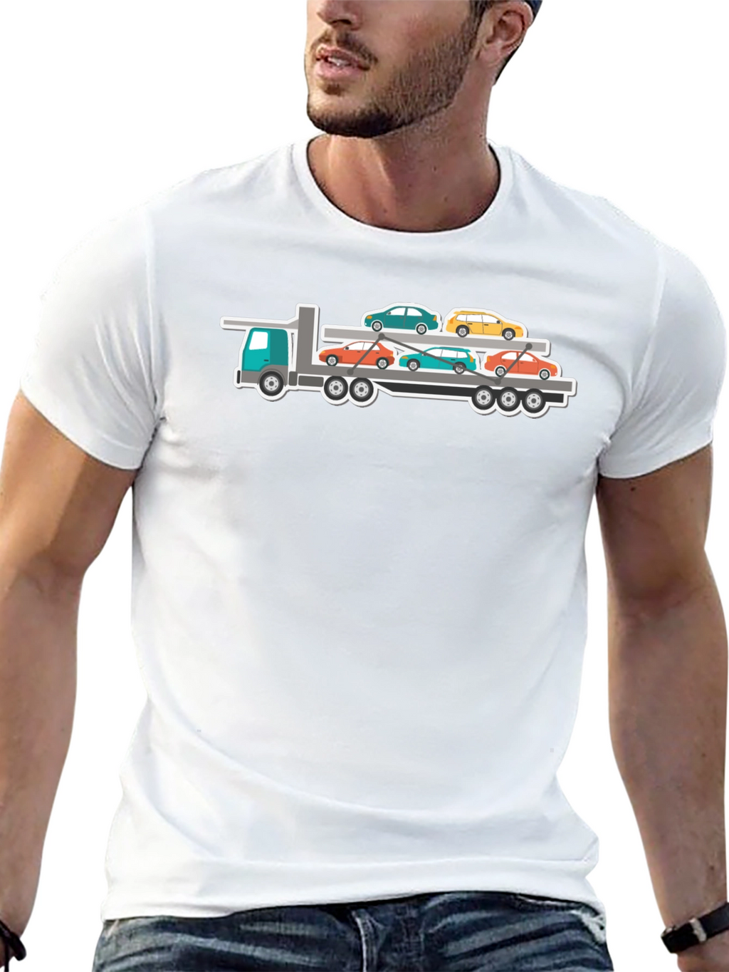 Truck Carrying Cars Graphic T-Shirt