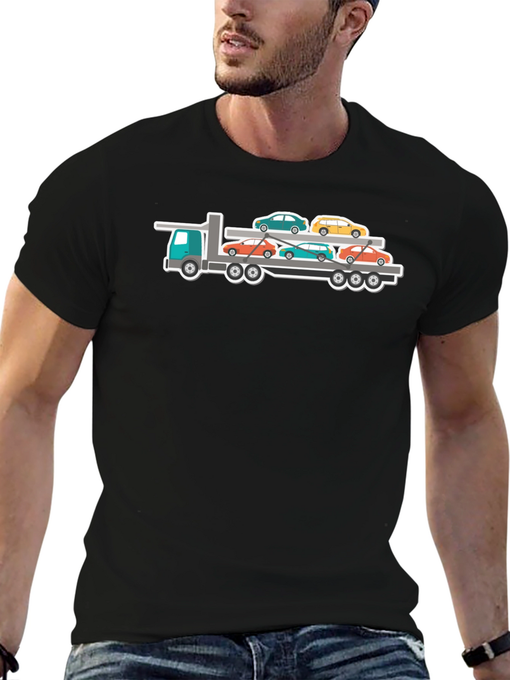 Truck Carrying Cars Graphic T-Shirt
