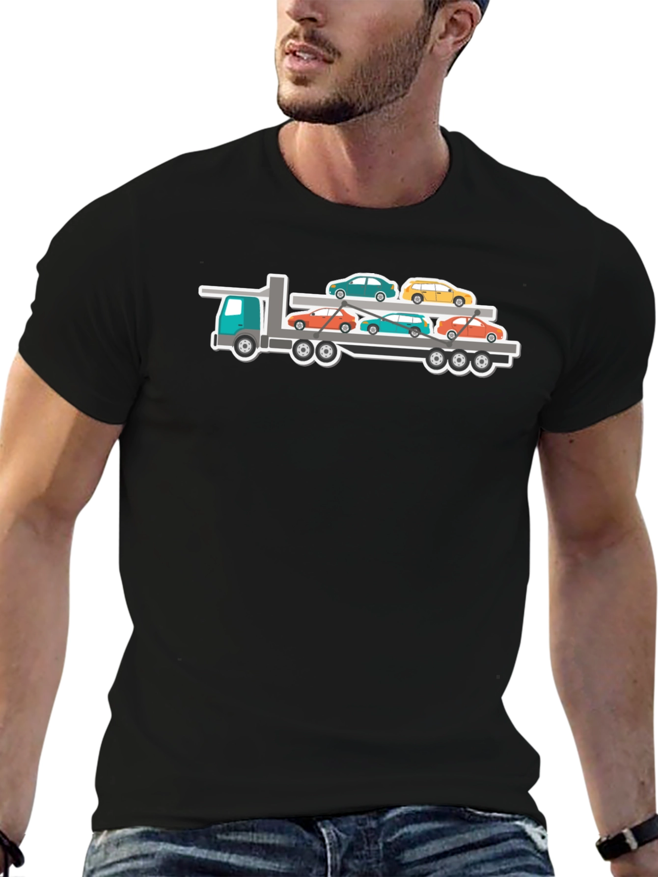 Truck Carrying Cars Graphic T-Shirt