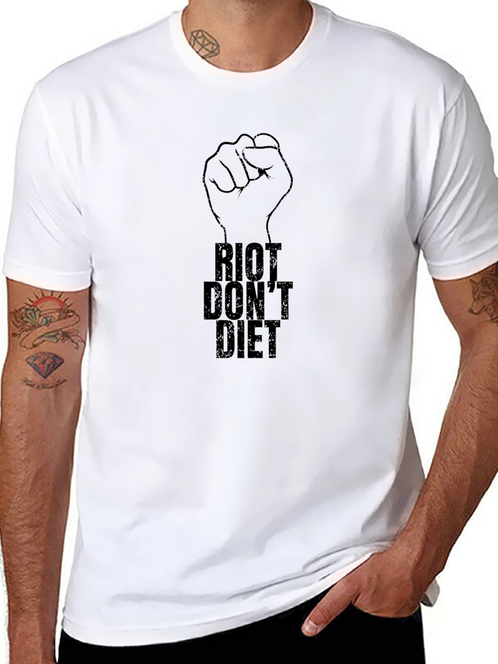 Riot Dont Diet Graphic T-Shirt - Black