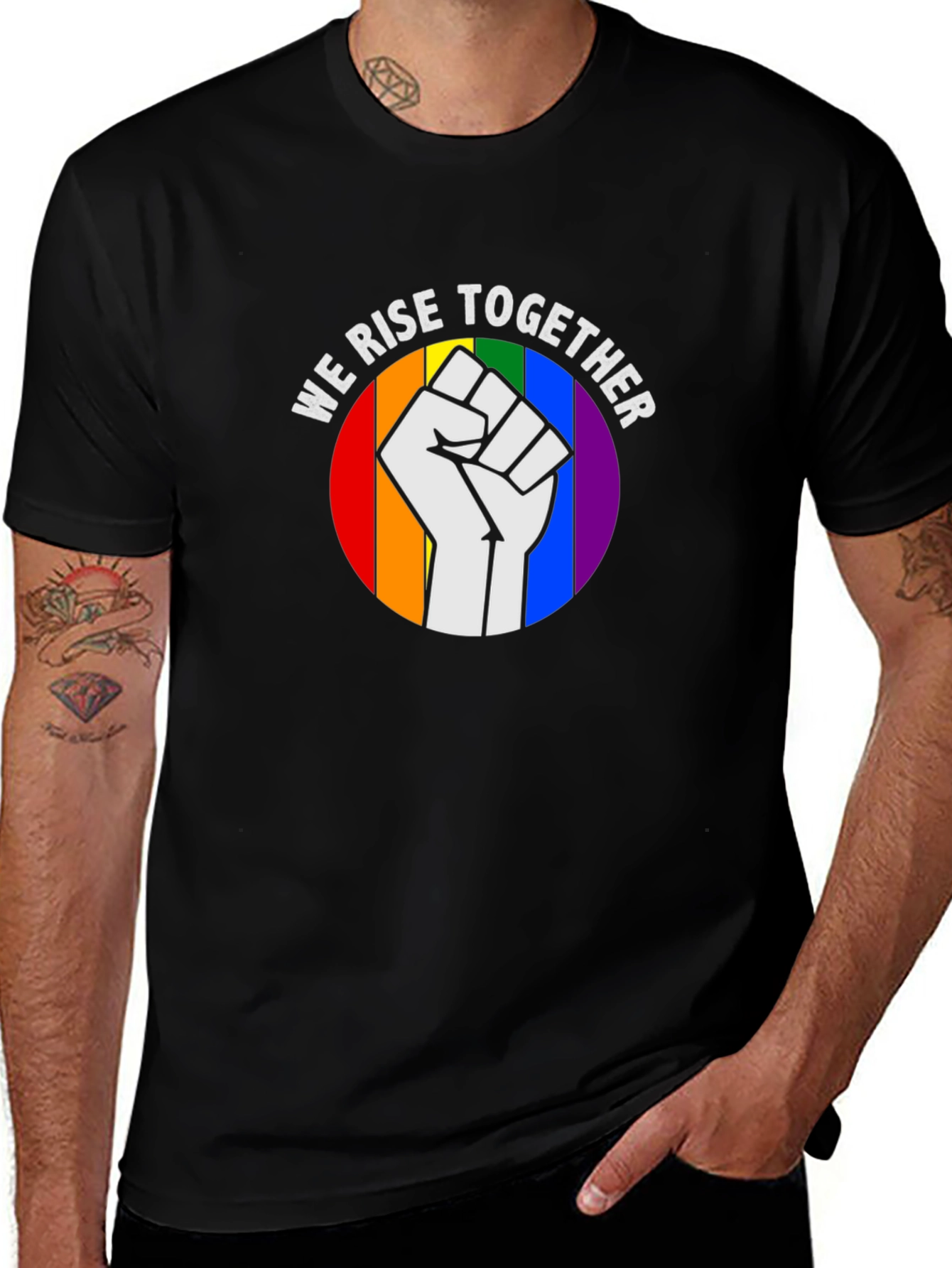 We Rise Together Pride Fist T-Shirt