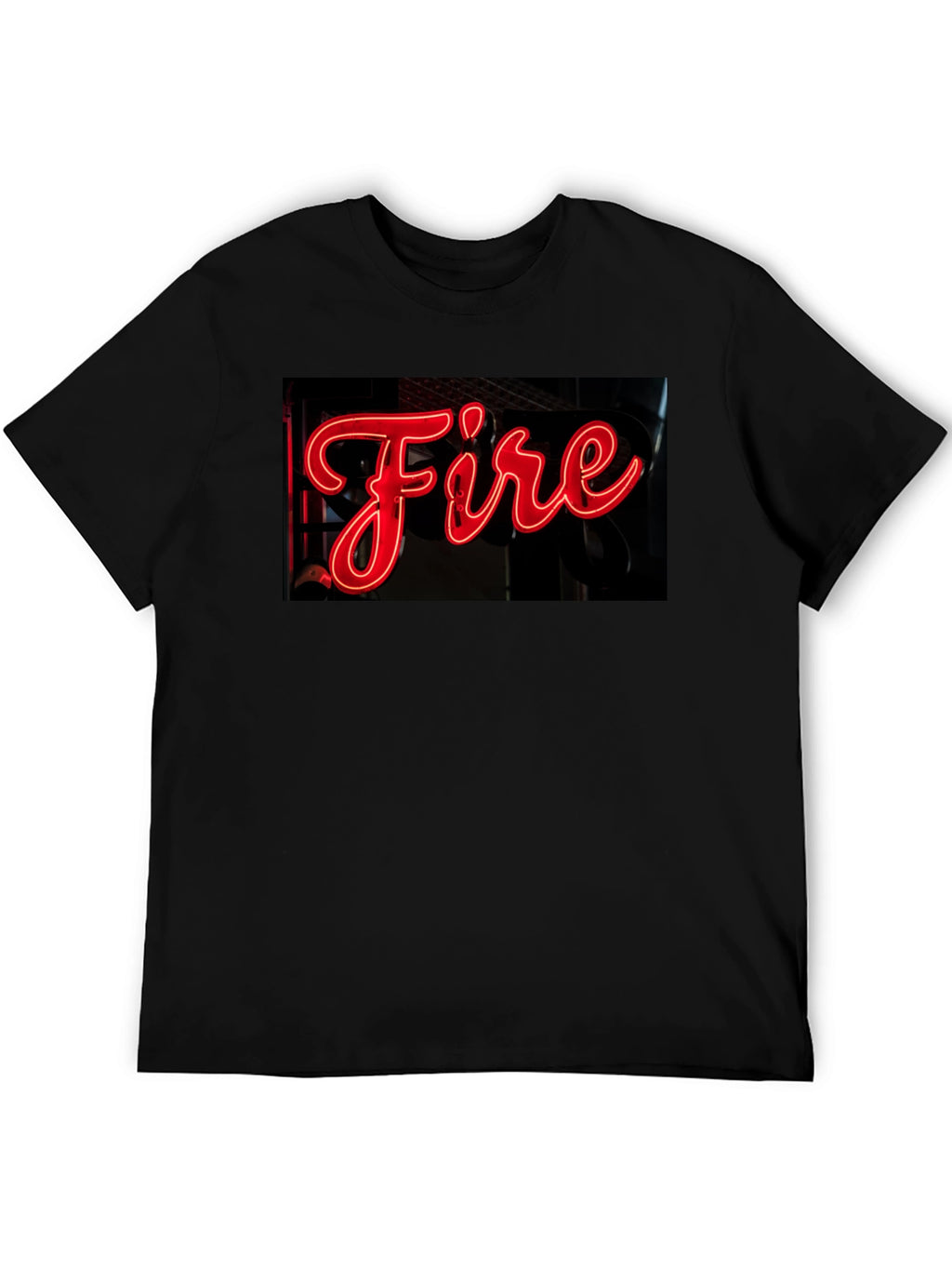 Fiery Graphic Tee - Neon Sign Black T-Shirt