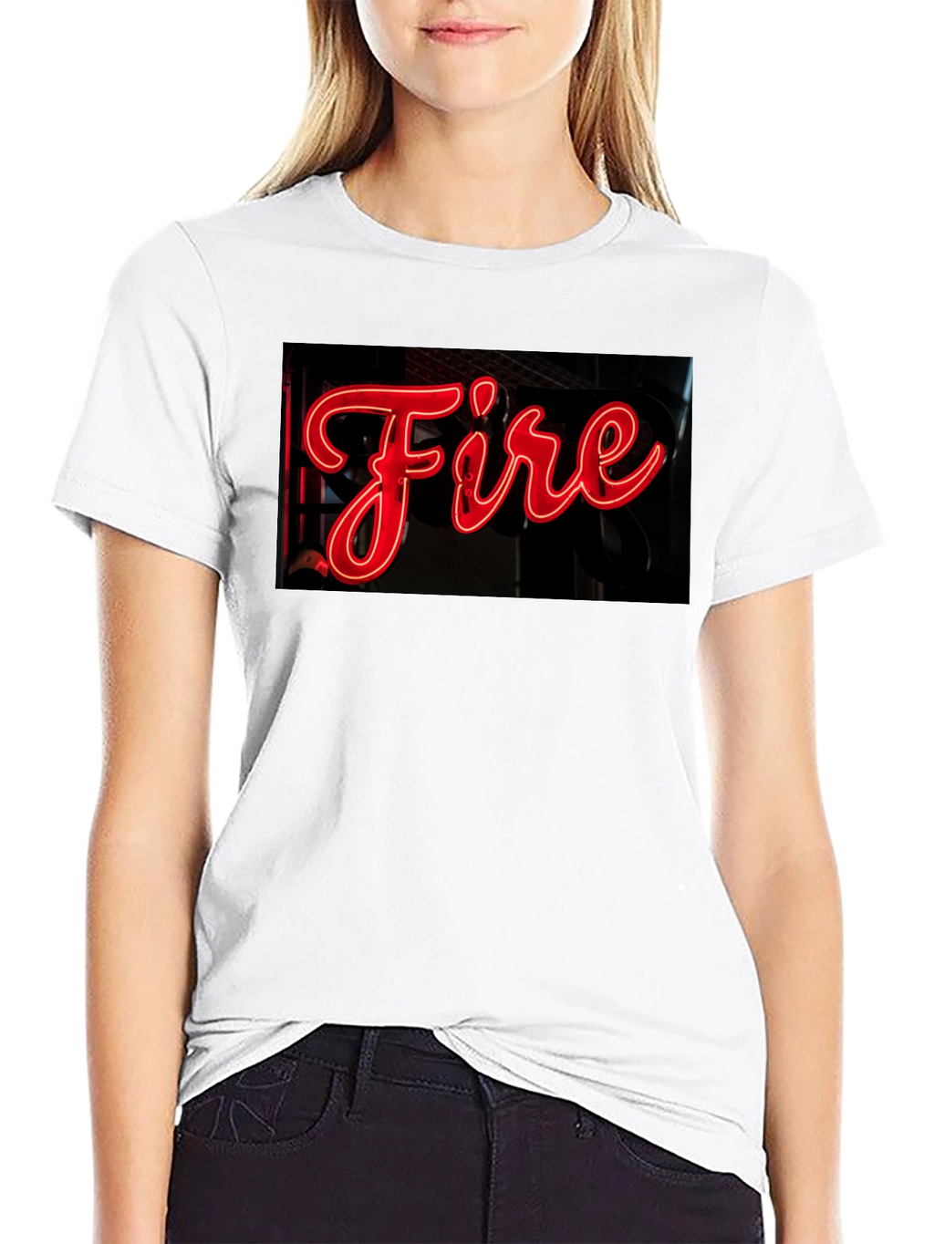 Fiery Graphic Tee - Neon Sign Black T-Shirt