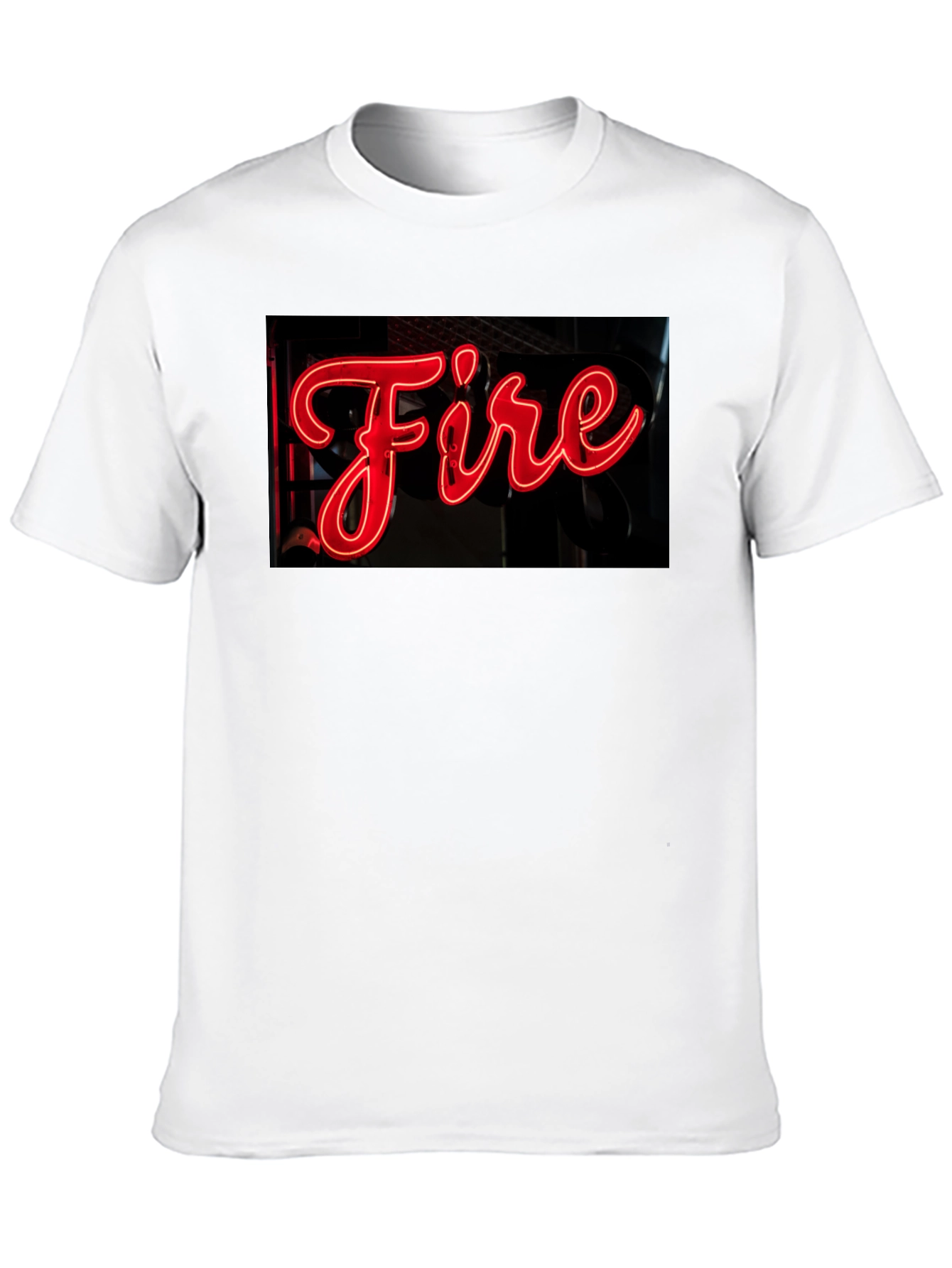 Fiery Graphic Tee - Neon Sign Black T-Shirt