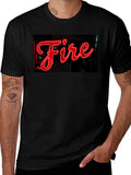 Fiery Graphic Tee - Neon Sign Black T-Shirt