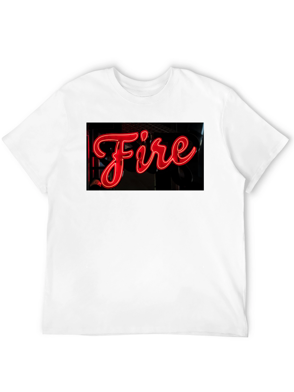 Fiery Graphic Tee - Neon Sign Black T-Shirt