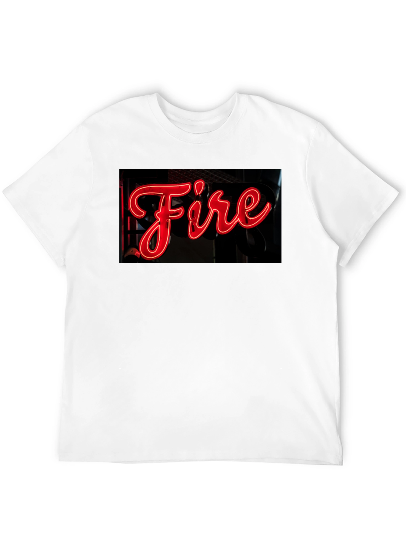 Fiery Graphic Tee - Neon Sign Black T-Shirt