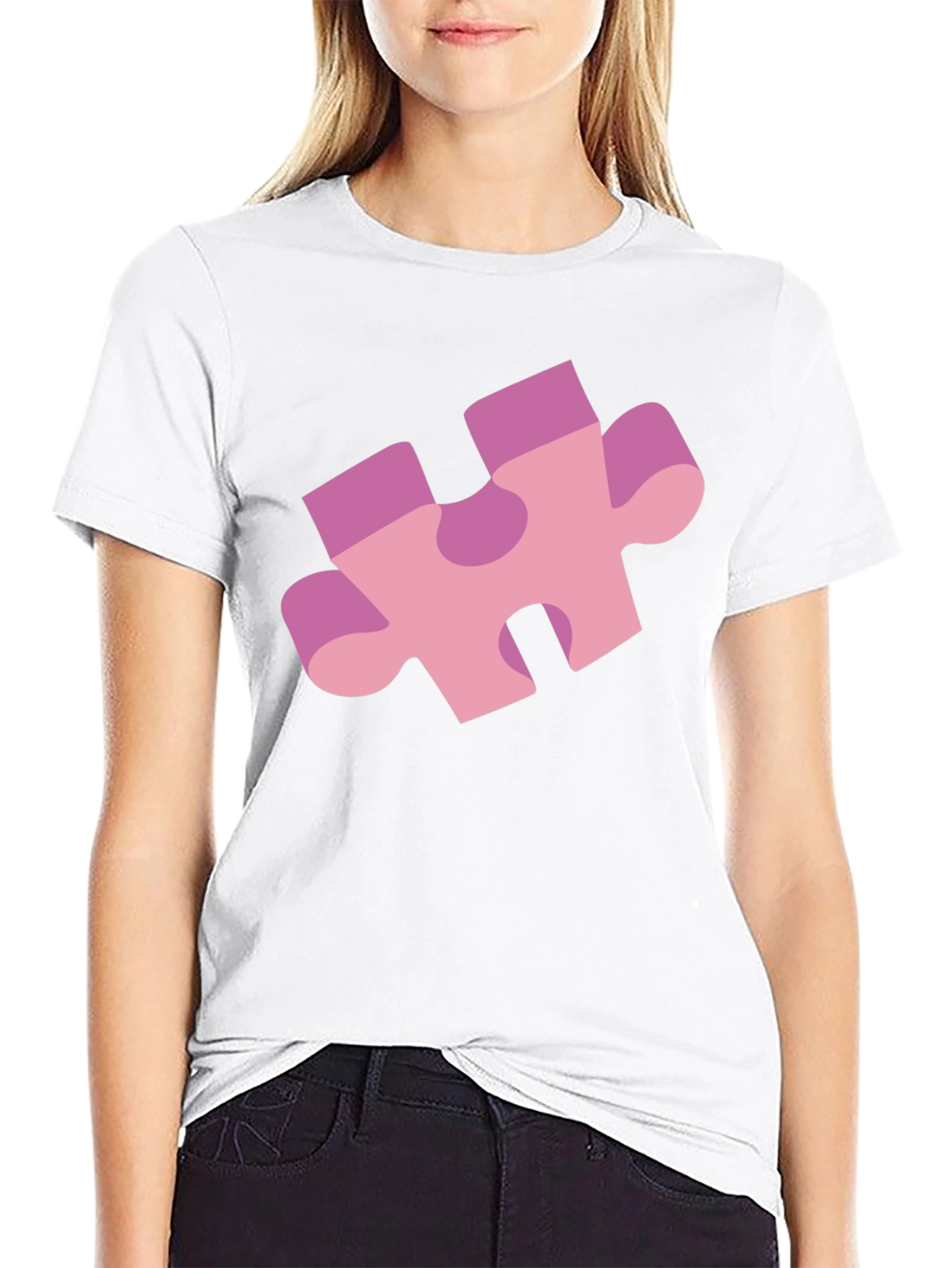 Puzzle Piece Graphic Tee - Black Casual Shirt
