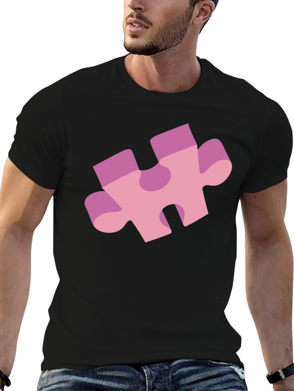 Puzzle Piece Graphic Tee - Black Casual Shirt