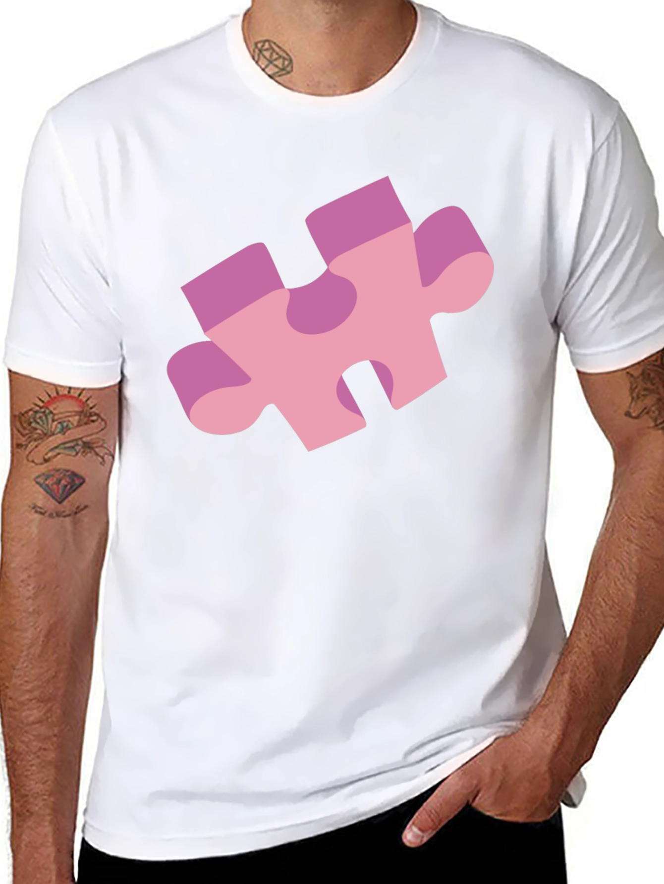 Puzzle Piece Graphic Tee - Black Casual Shirt