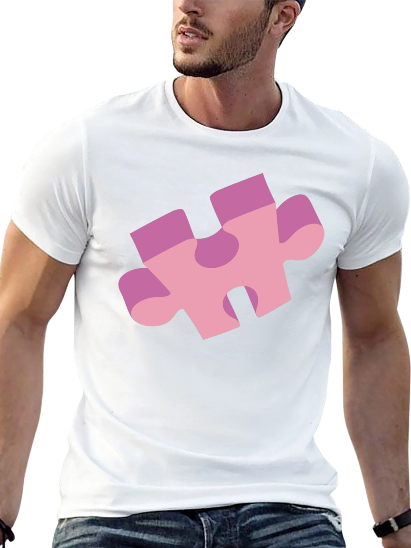 Puzzle Piece Graphic Tee - Black Casual Shirt