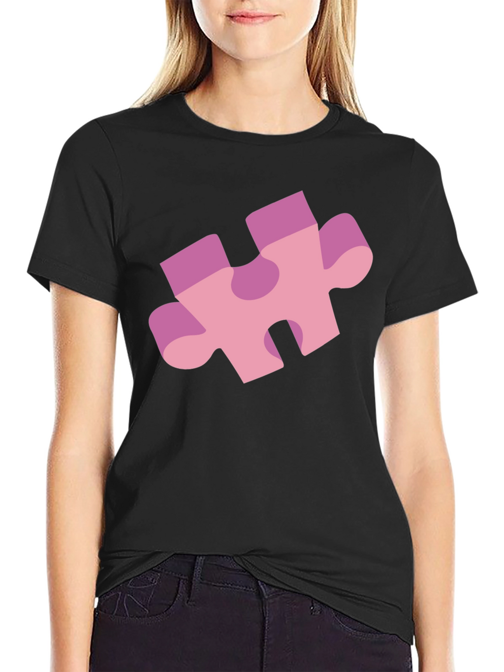 Puzzle Piece Graphic Tee - Black Casual Shirt