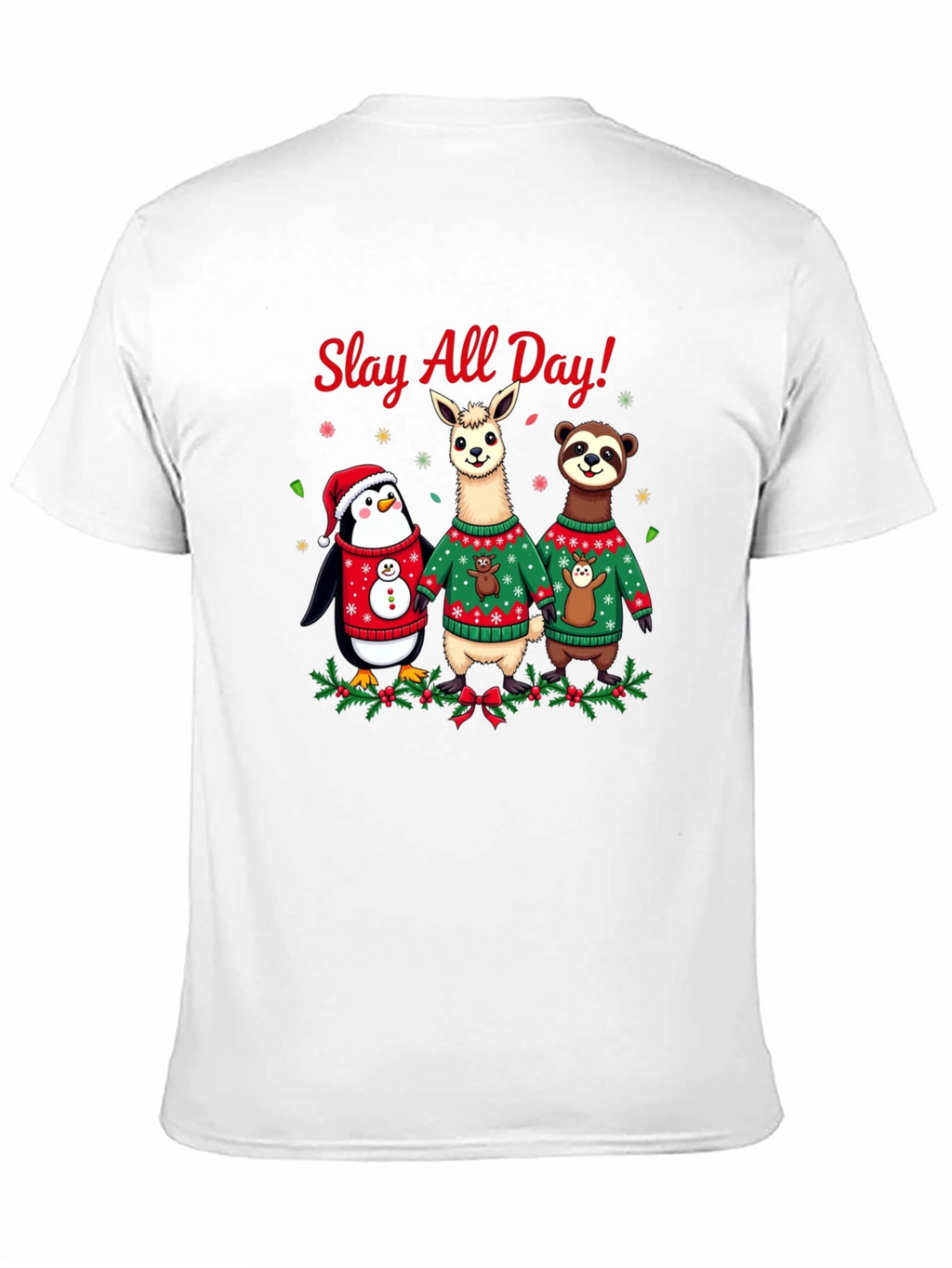 Slay All Day Christmas Animals Holiday T-Shirt