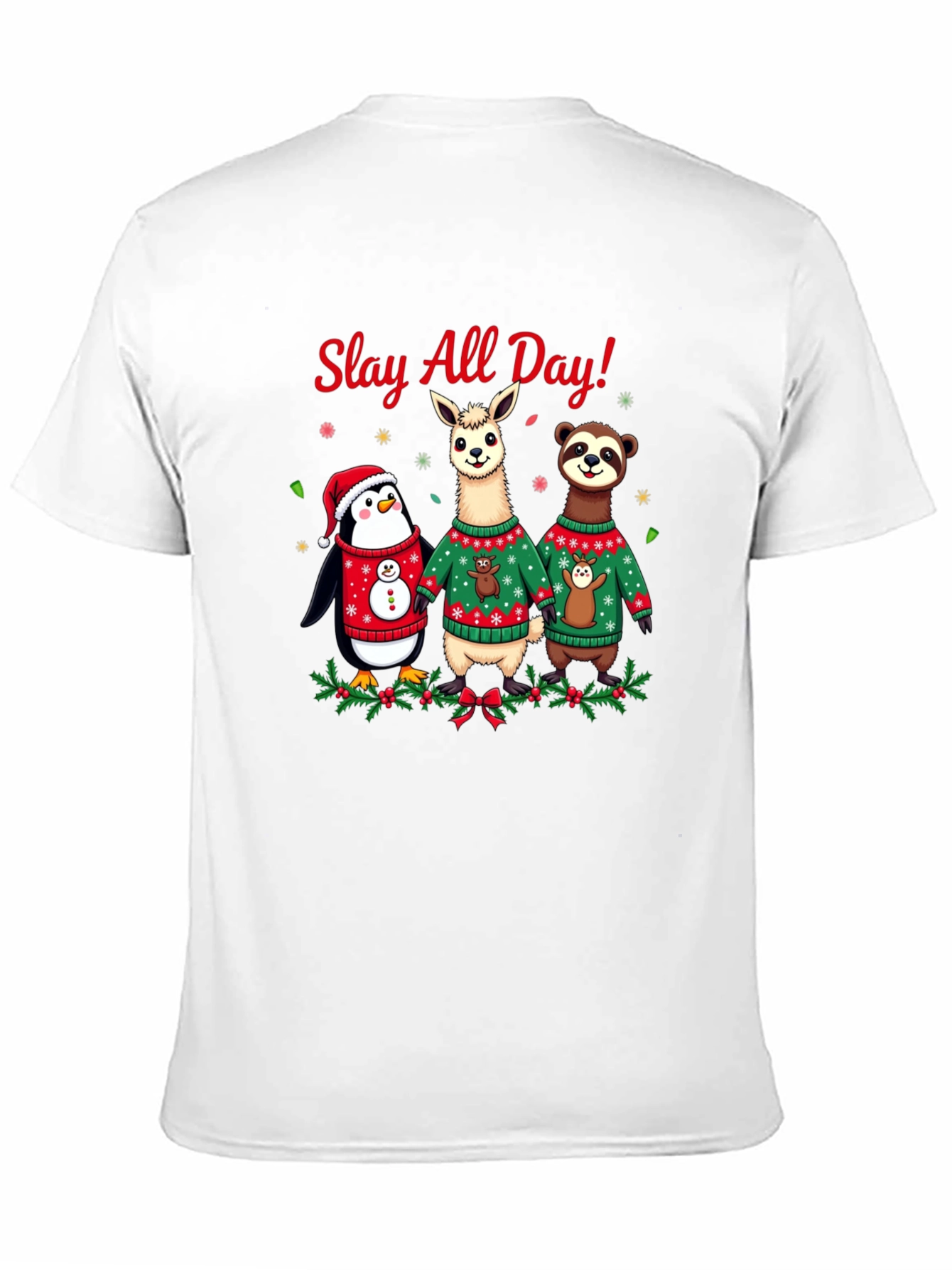 Slay All Day Christmas Animals Holiday T-Shirt