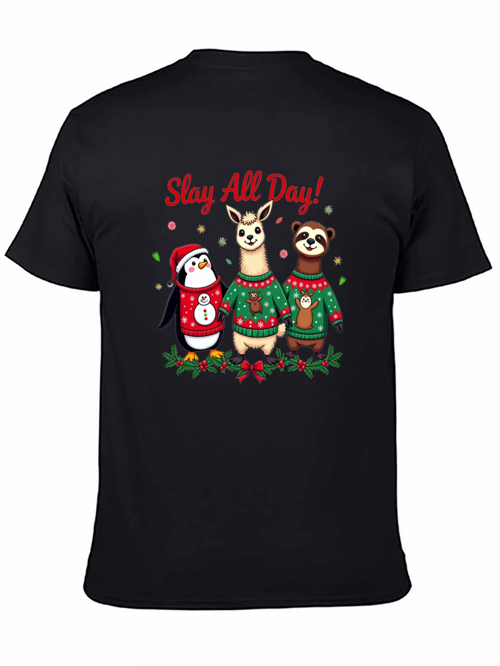 Slay All Day Christmas Animals Holiday T-Shirt