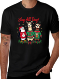 Slay All Day Christmas Animals Holiday T-Shirt