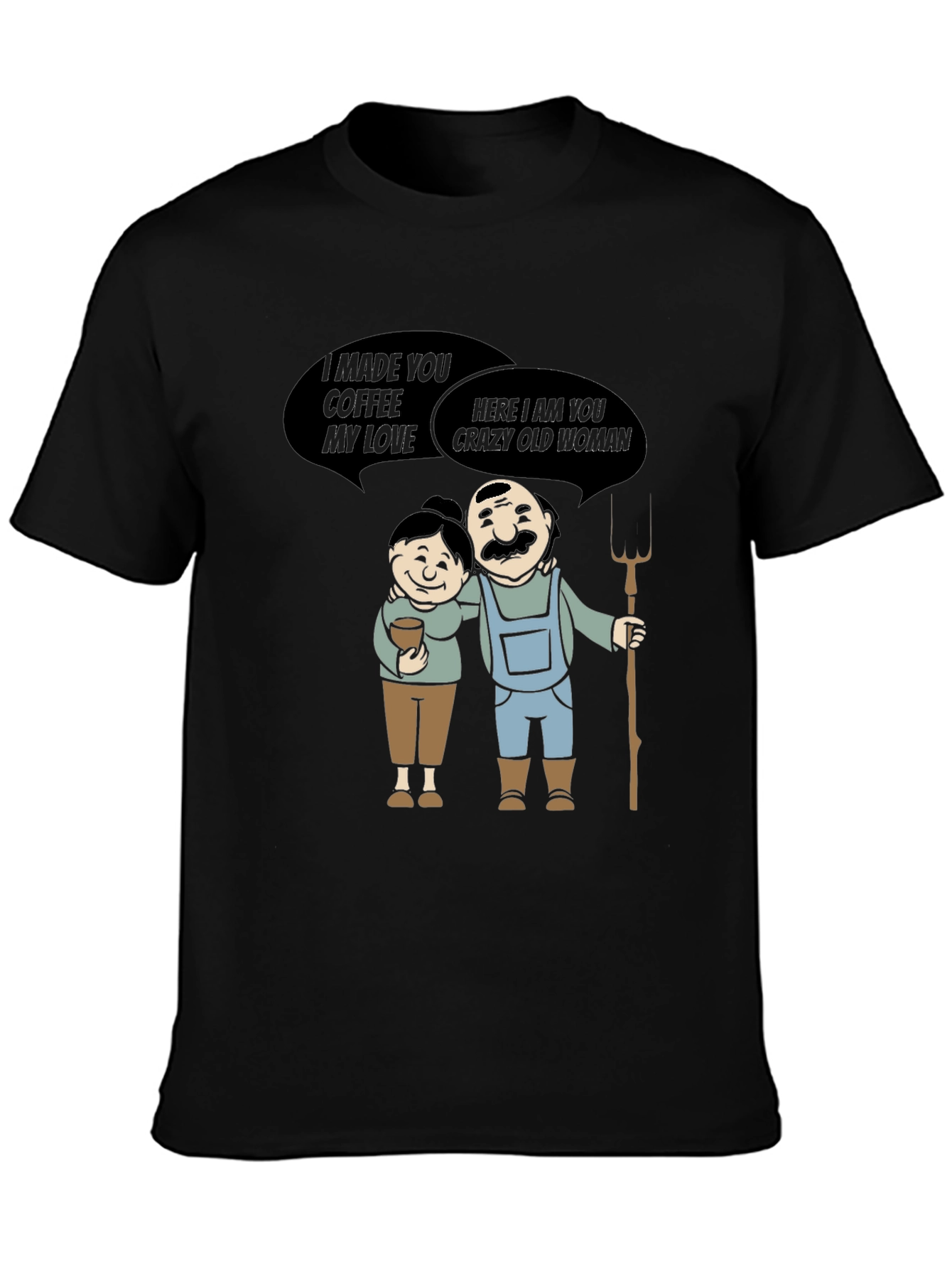 Coffee & Crazy Old Woman T-Shirt Funny Farmer Tee