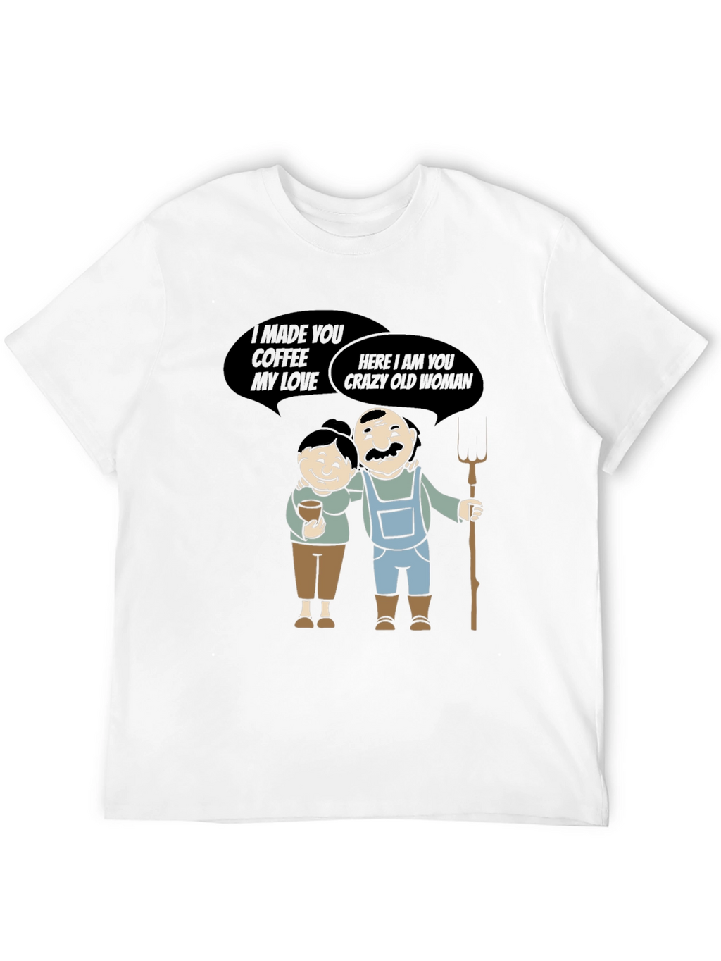Coffee & Crazy Old Woman T-Shirt Funny Farmer Tee