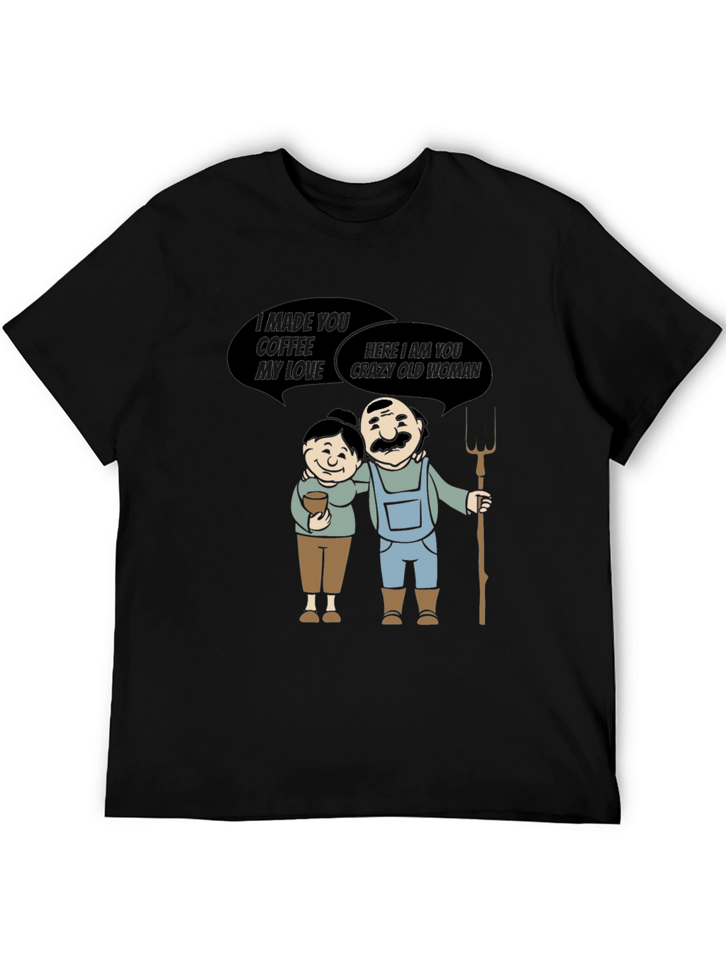 Coffee & Crazy Old Woman T-Shirt Funny Farmer Tee