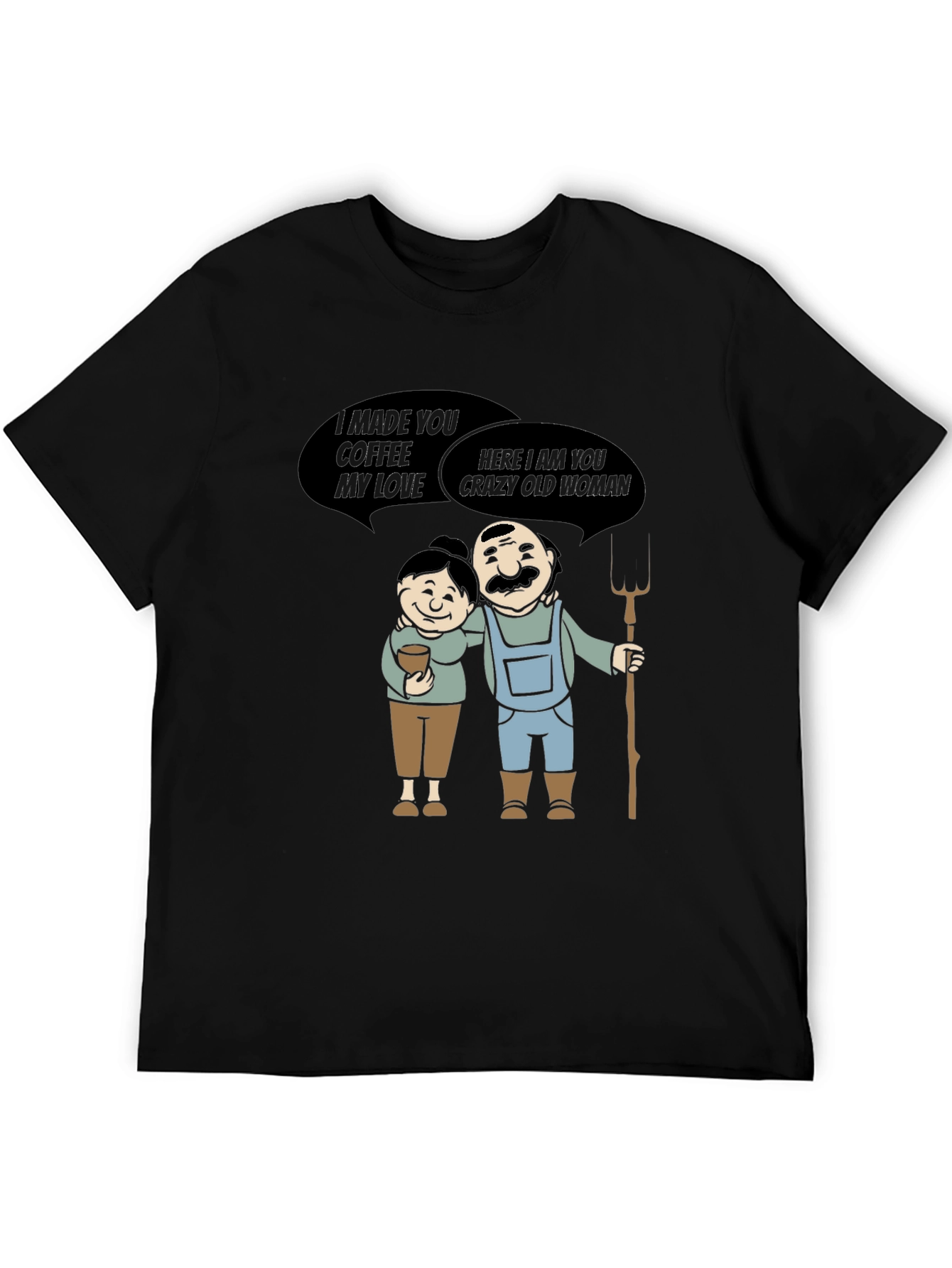 Coffee & Crazy Old Woman T-Shirt Funny Farmer Tee