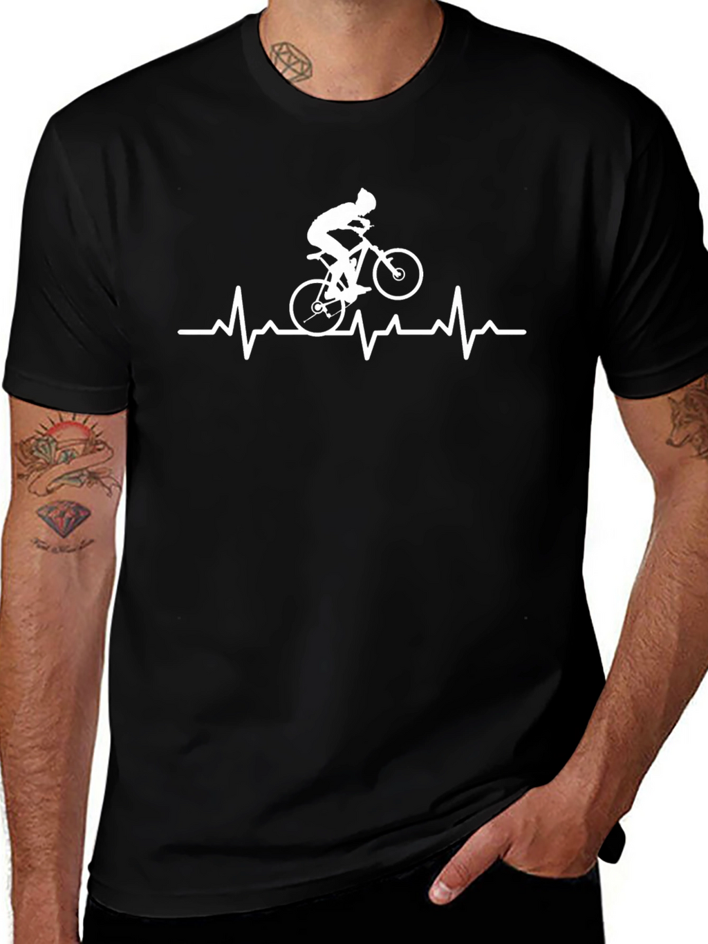 Cycling Heartbeat T-Shirt - Black