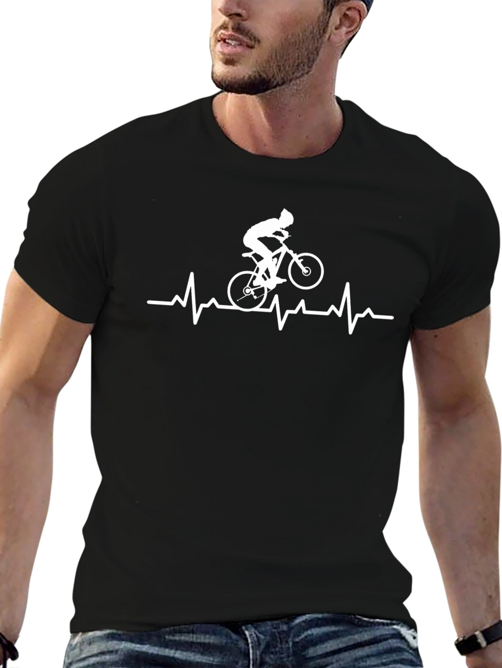 Cycling Heartbeat T-Shirt - Black