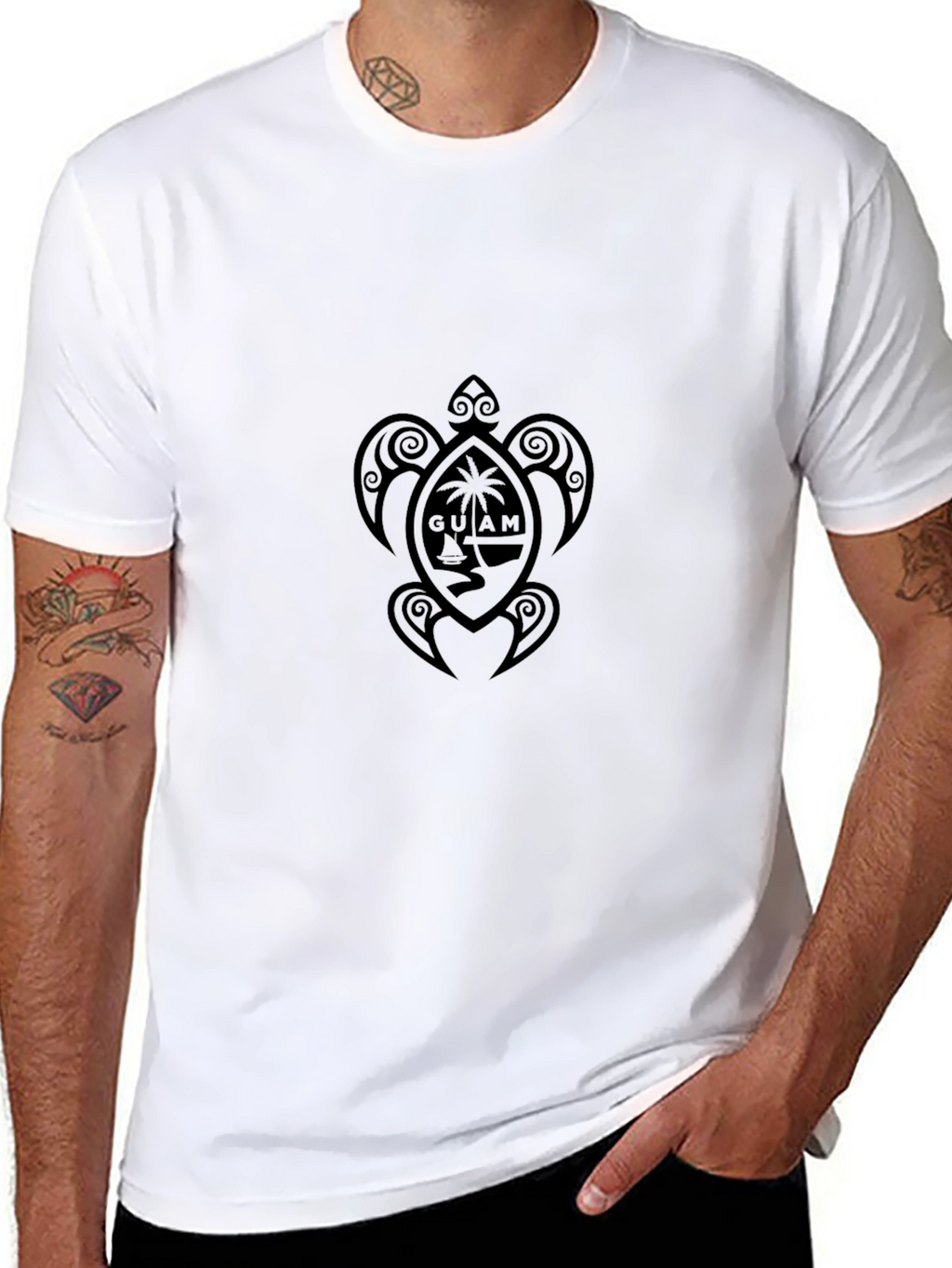 Mens Black Guam Turtle Graphic Tee