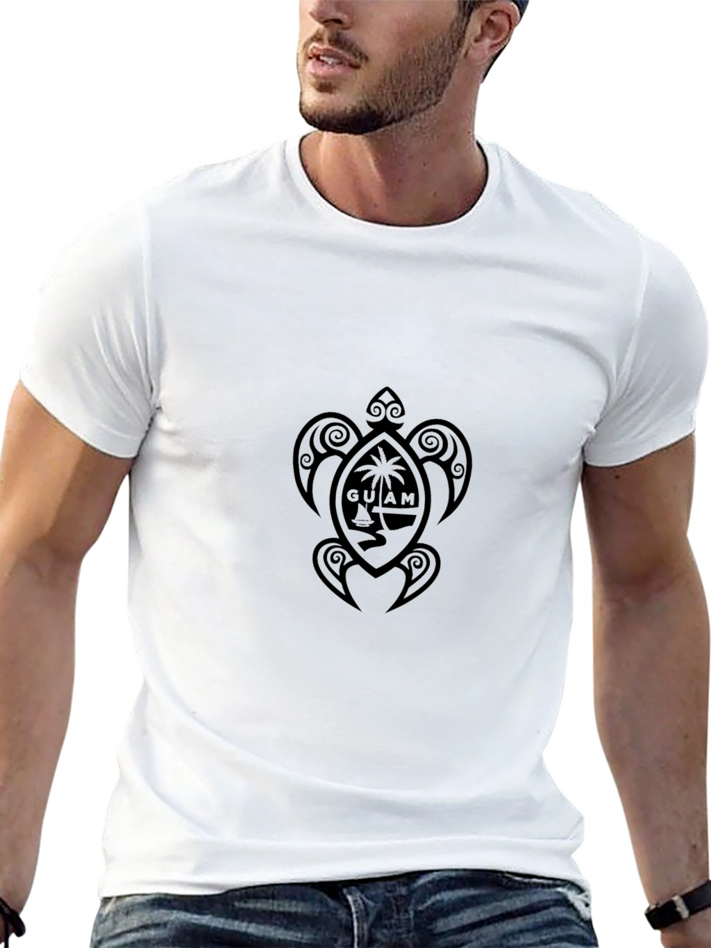 Mens Black Guam Turtle Graphic Tee