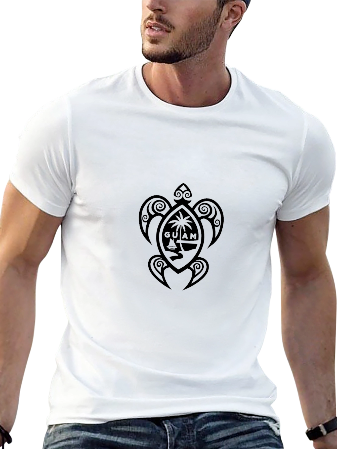 Mens Black Guam Turtle Graphic Tee