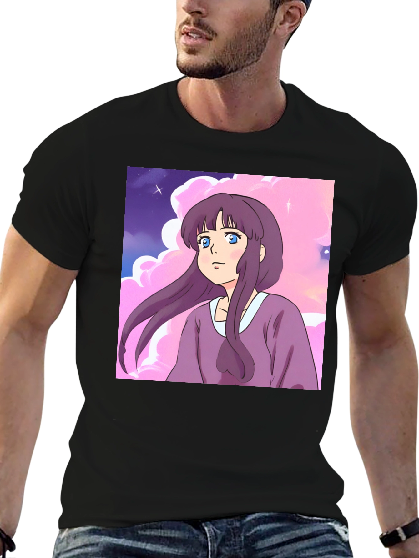 Anime Girl T-Shirt - Kawaii Purple Cartoon Tee