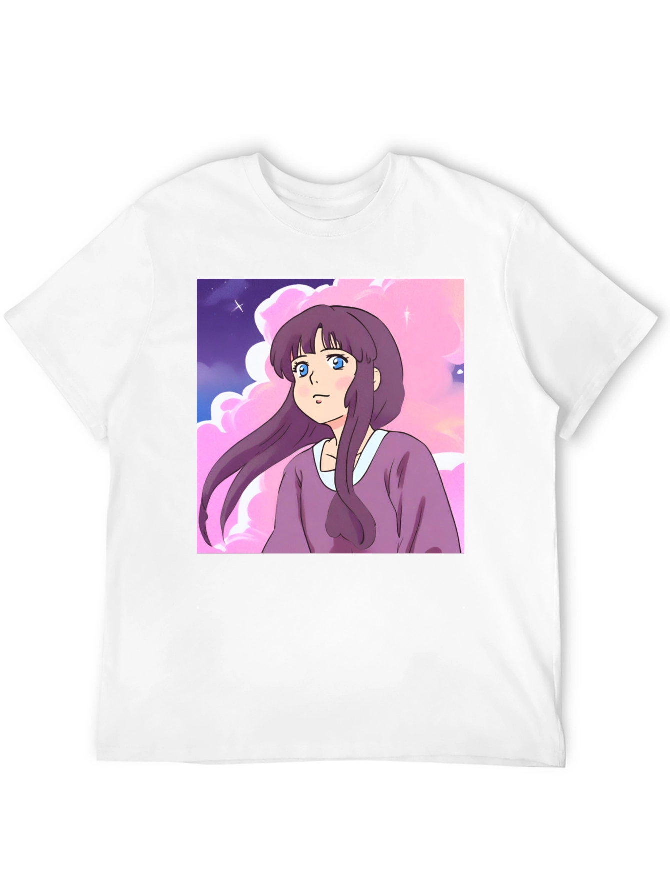 Anime Girl T-Shirt - Kawaii Purple Cartoon Tee