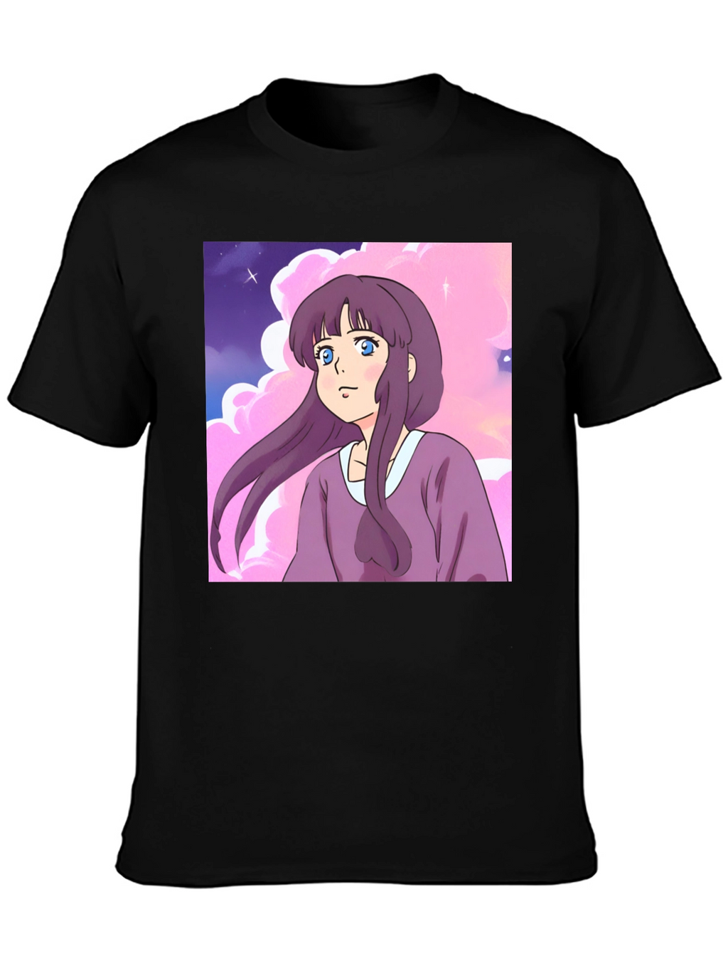 Anime Girl T-Shirt - Kawaii Purple Cartoon Tee