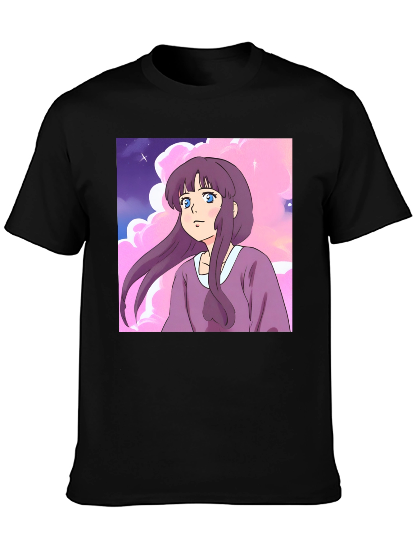 Anime Girl T-Shirt - Kawaii Purple Cartoon Tee