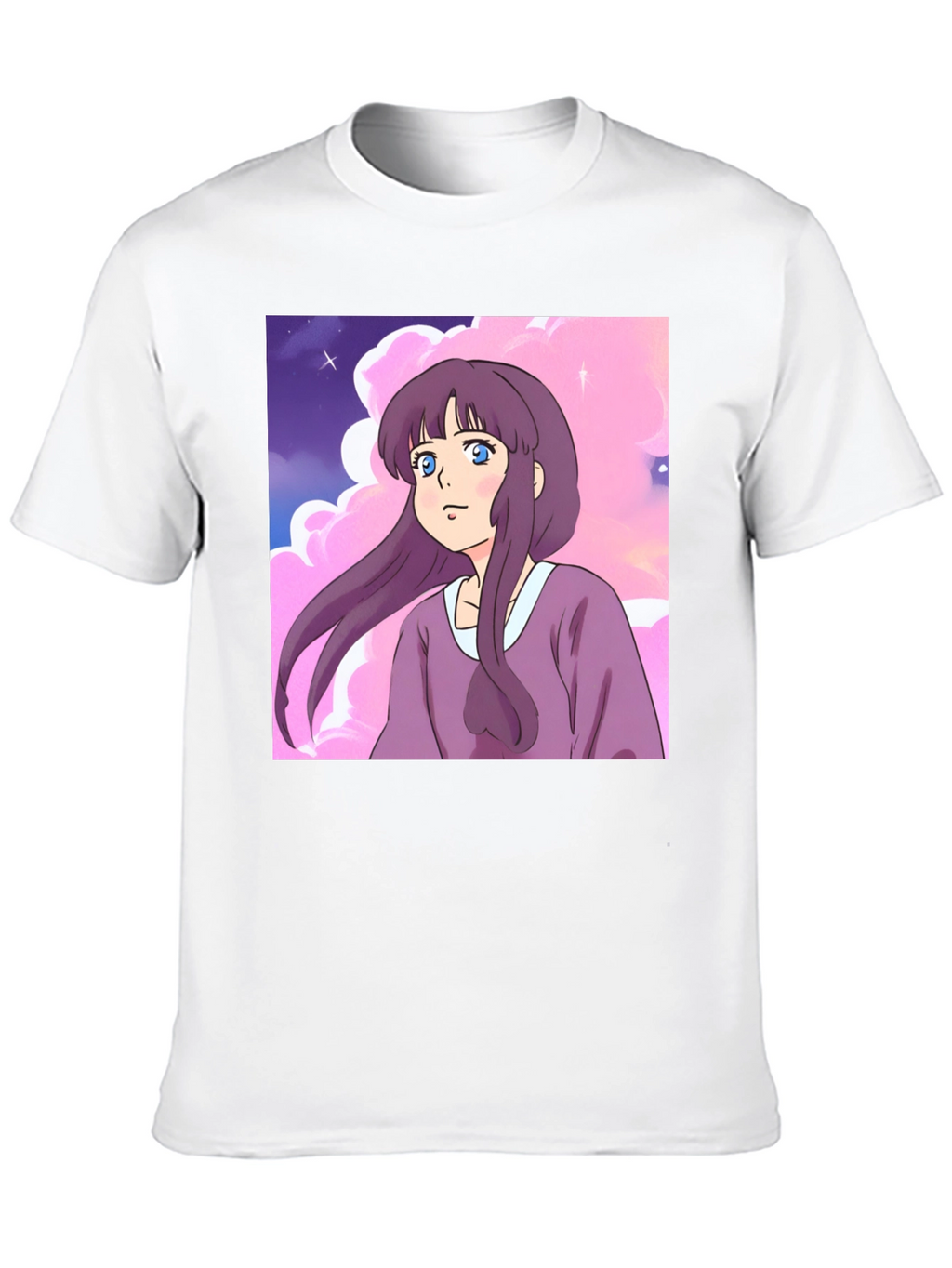 Anime Girl T-Shirt - Kawaii Purple Cartoon Tee