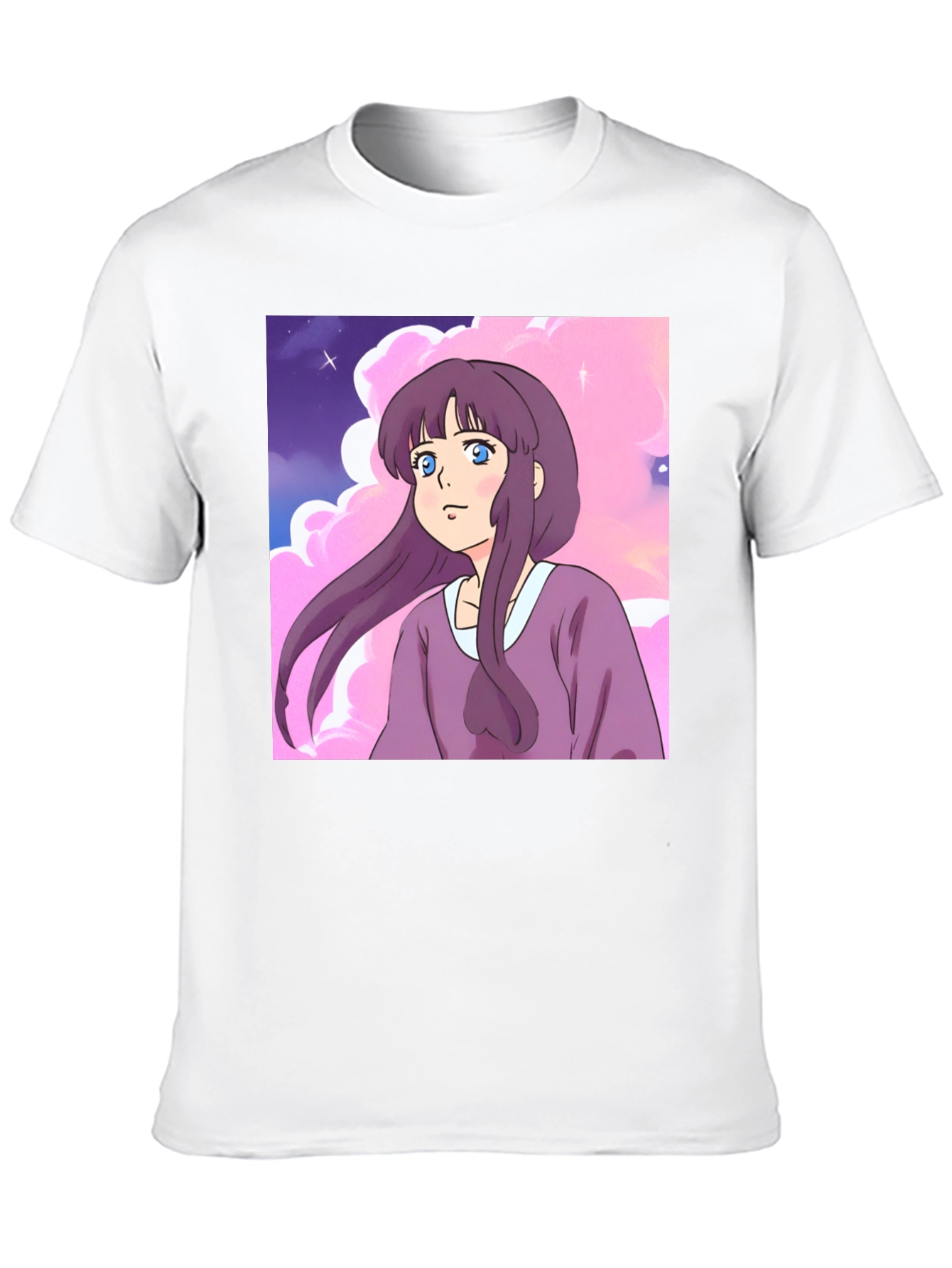Anime Girl T-Shirt - Kawaii Purple Cartoon Tee