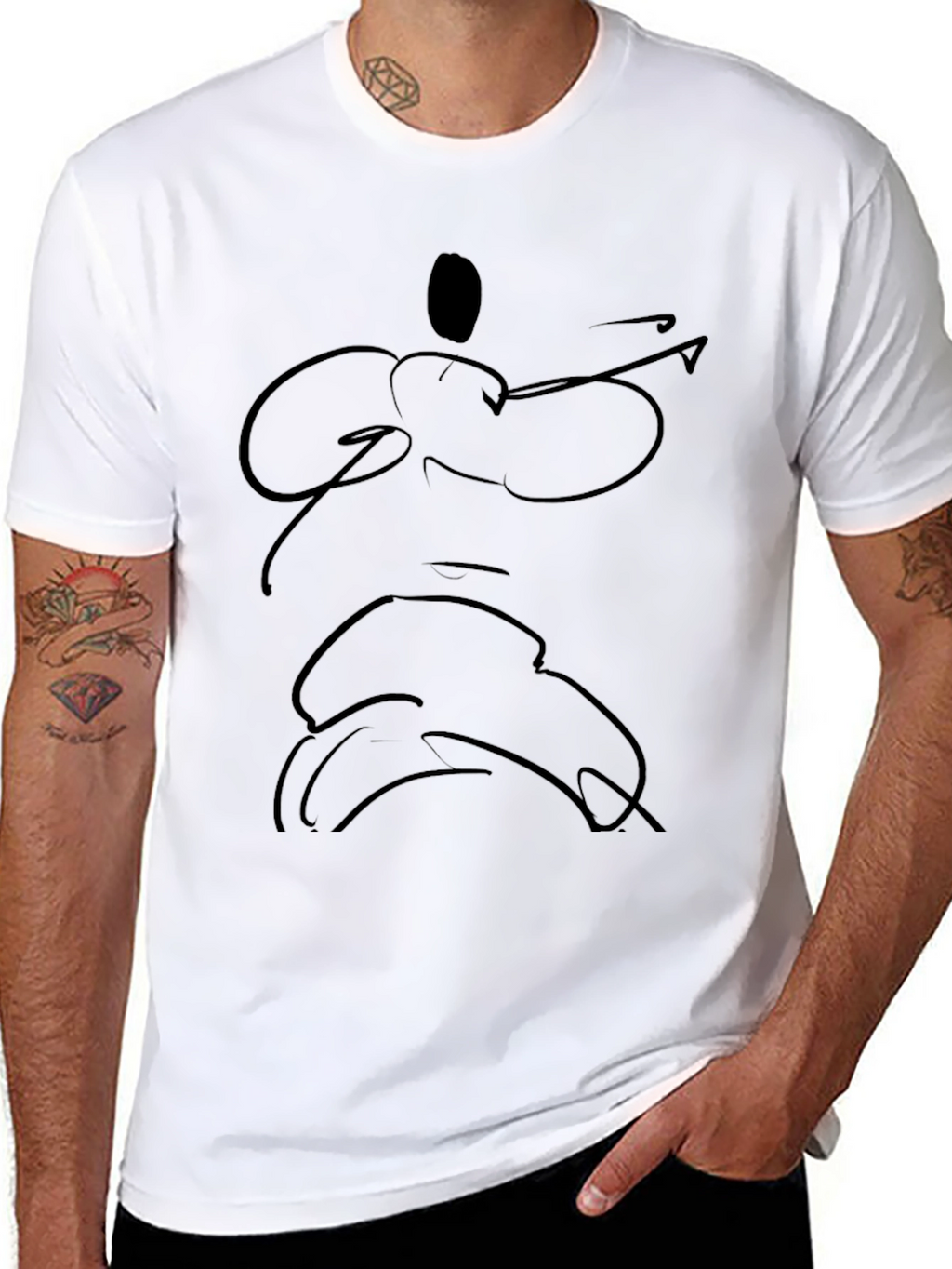 Abstract Line Art Black T-Shirt