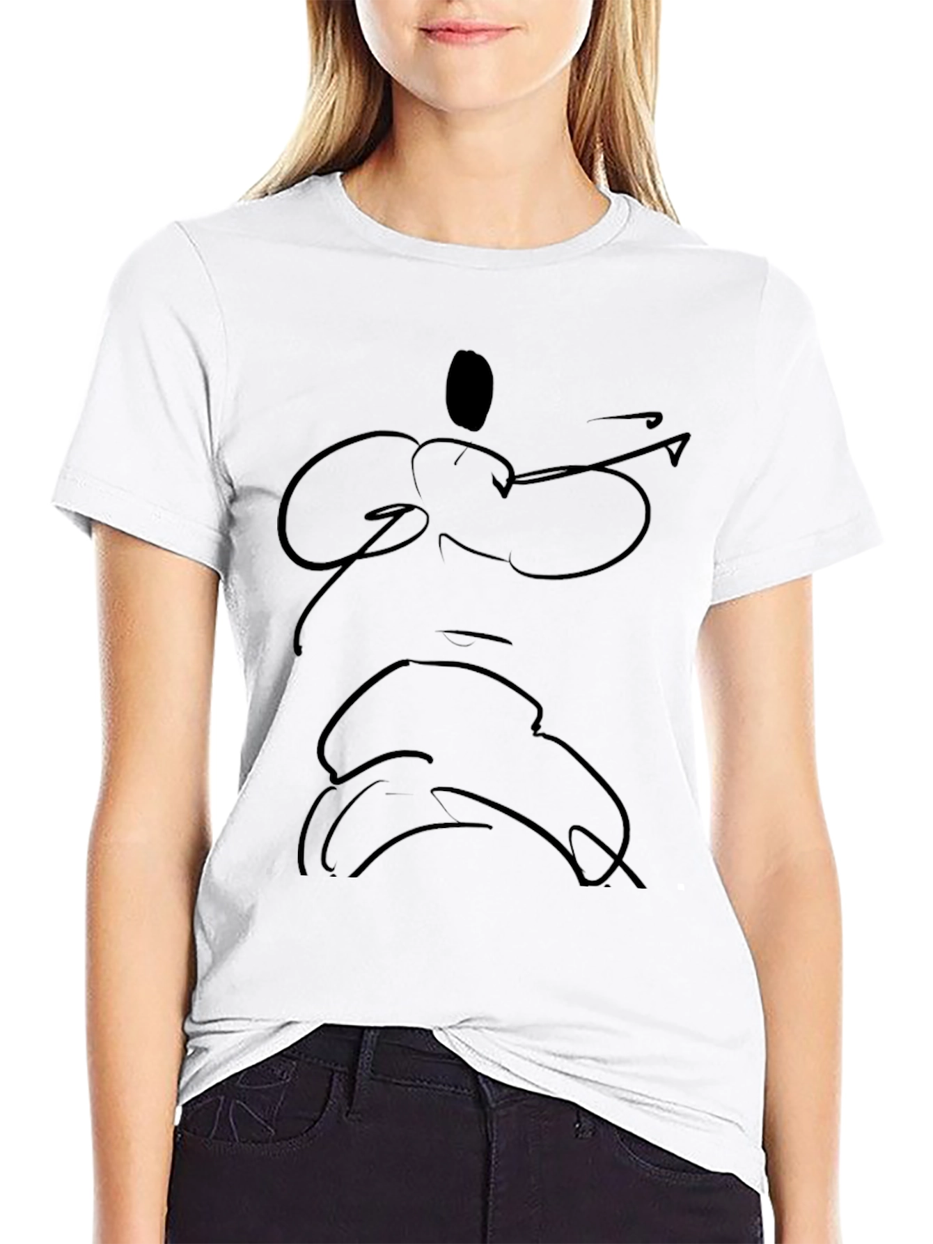 Abstract Line Art Black T-Shirt